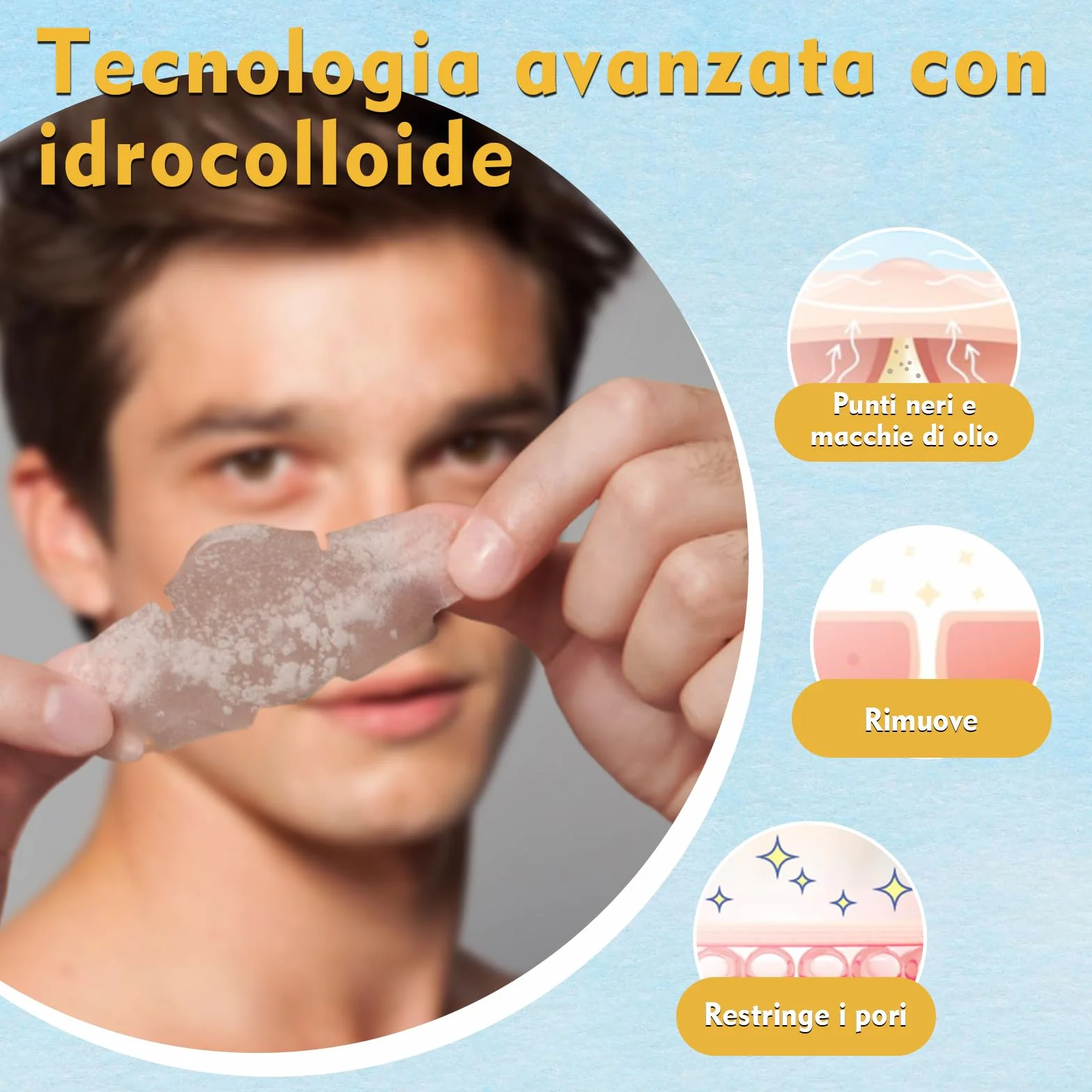 20 Cerotti Punti Neri Naso - Patch con Tecnologia Idrocolloide per la Rimozione di Punti Neri, Pori Puliti e Ridotti, Ideali per Tutti i Tipi di Pelle (20)
