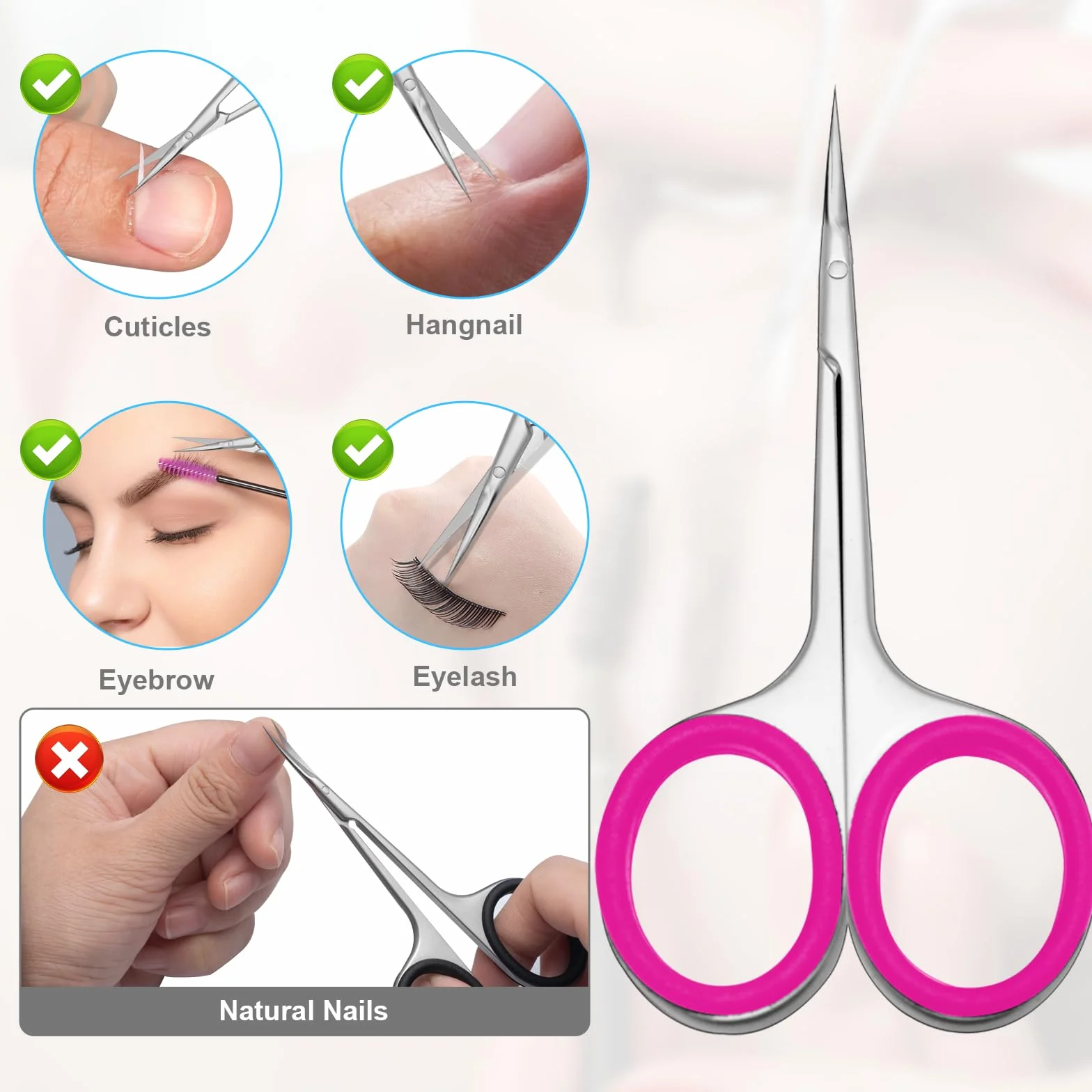 Forbicine per Cuticole Professionale in Acciaio Inossidabile 420 Punta Curva Rosa