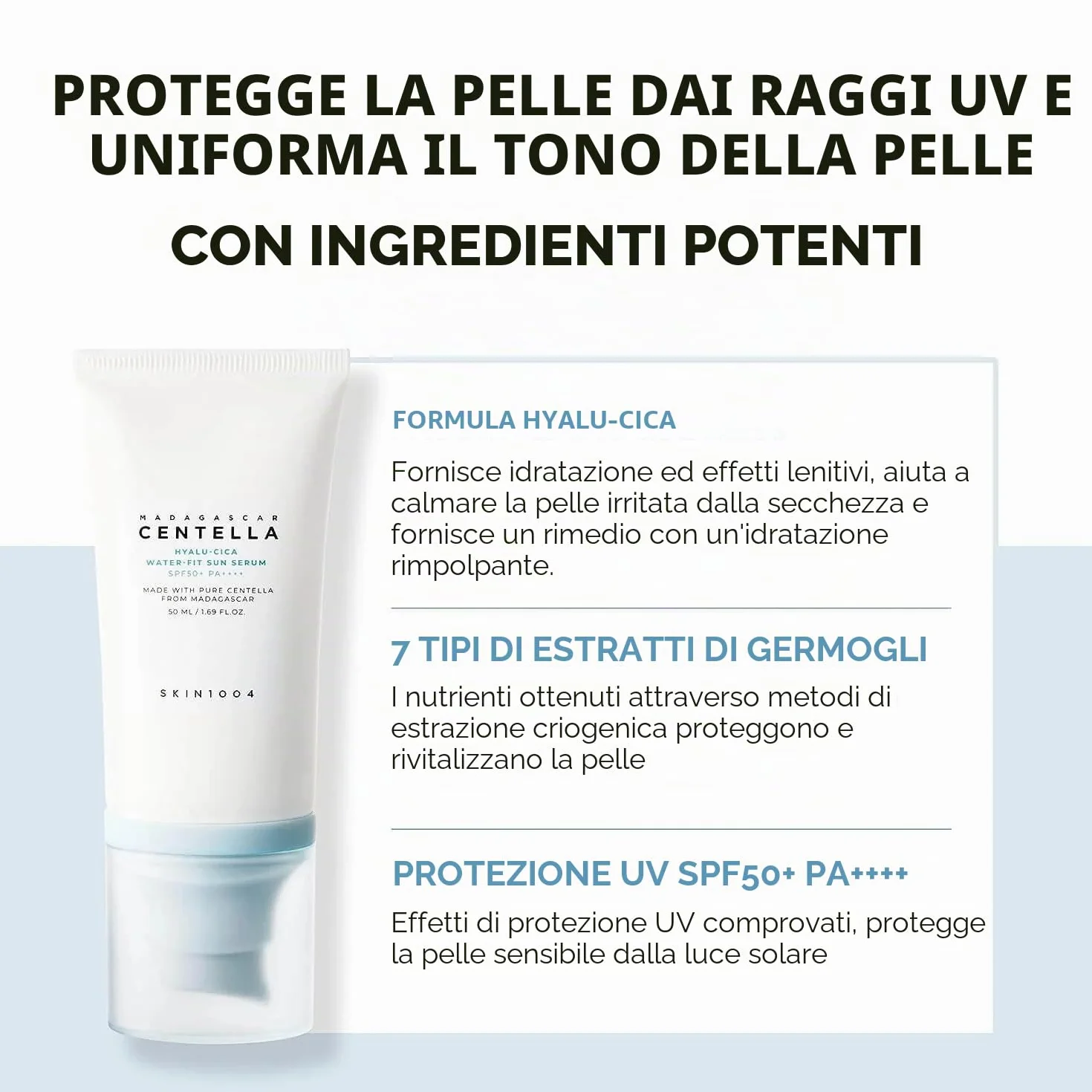 SKIN1004 Water-Fit Madagascar Centella Hyalu-cica Bloccante coreano con Centella e acido ialuronico