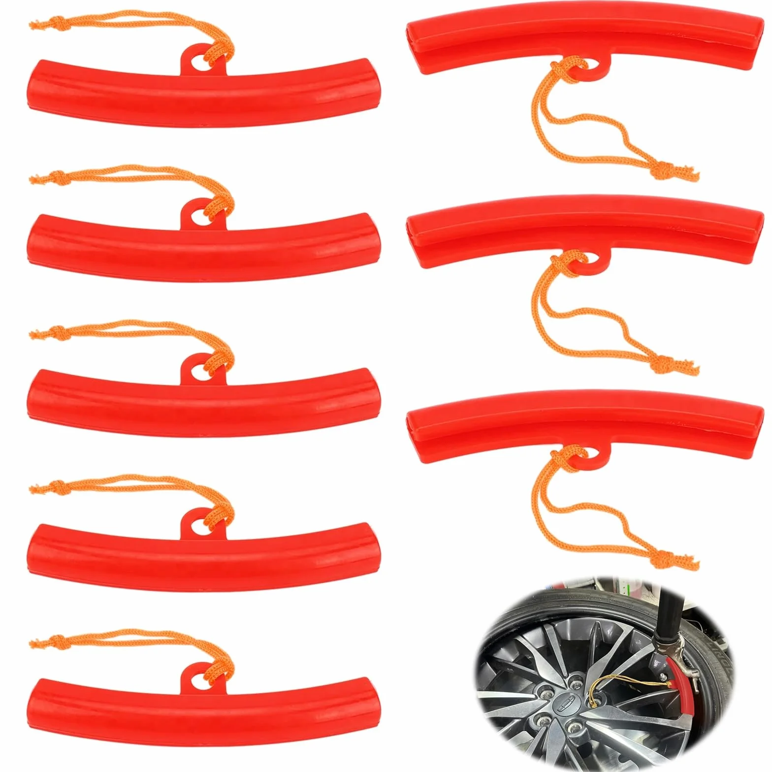 Smontagomme moto 8 pezzi utensili protezione cerchioni rosso accessori cambio pneumatici universali compatibili motociclette bici auto PU durevole facile installazione