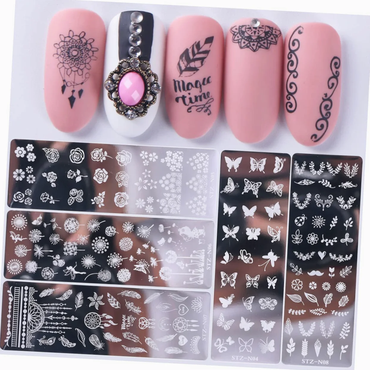 Beaupretty 18pezzi Piastra Stamping Unghie Inossidabile Con Design Floreale e Farfalle Di Template Per Nail Art Decorativa Per Donne Fashion e Occasionali