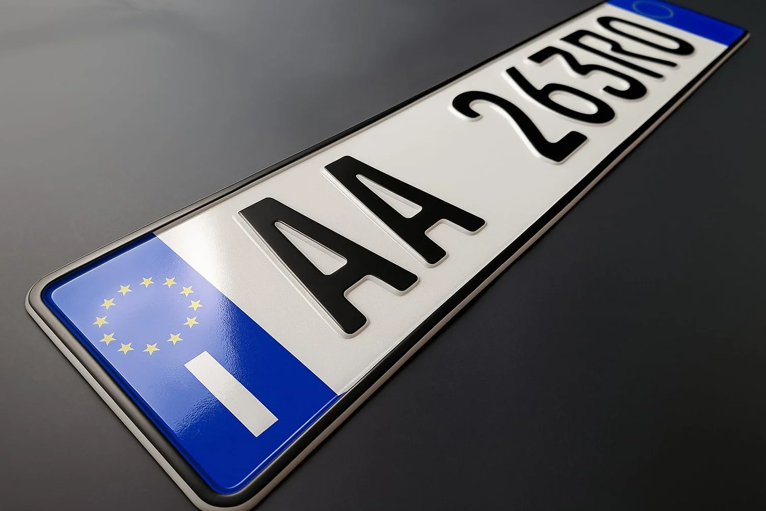 Targa auto decorativa nera in alluminio riflettente Made in Germany