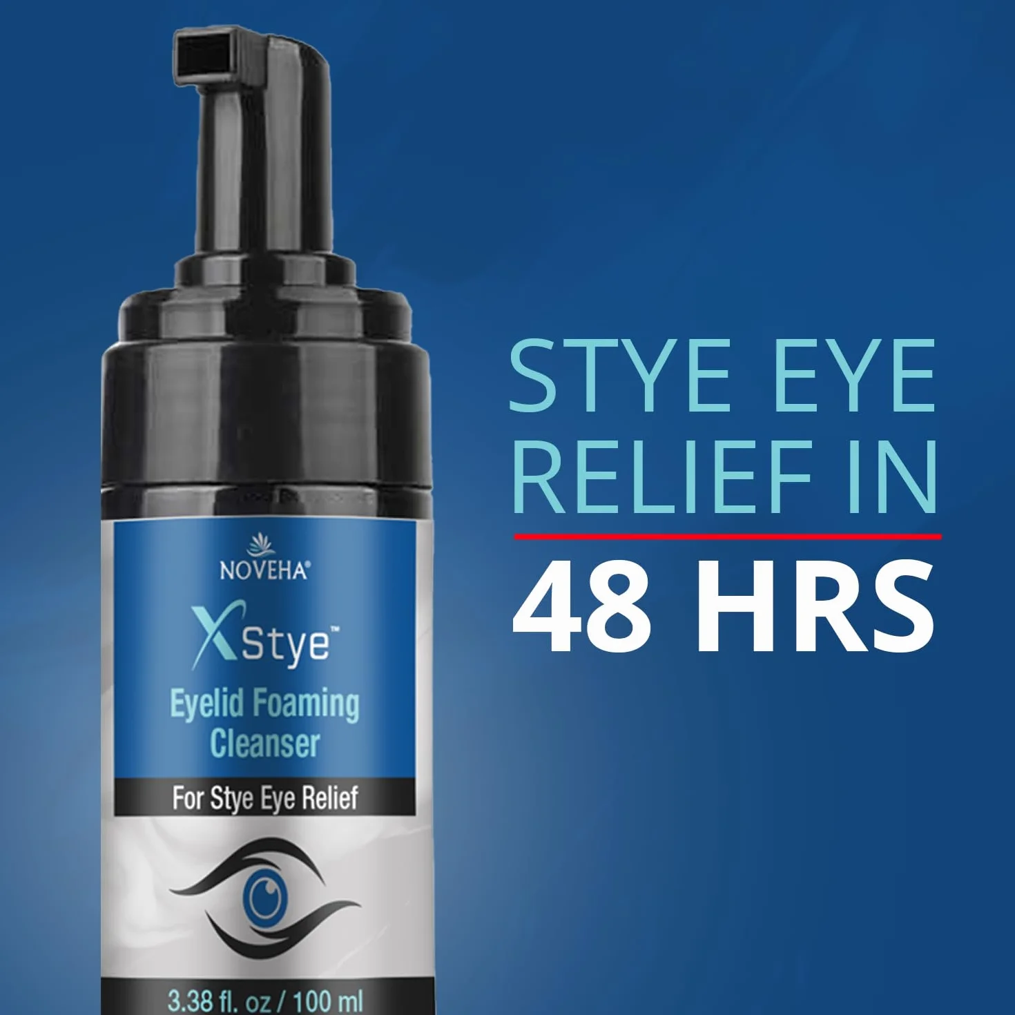 NOVEHA XStye - Detergente schiumogeno per palpebre, formula con olio di tea tree, lavaggio quotidiano per palpebre e ciglia per occhi di porcile, ciglia e secchezza della pelle (100 ml) - 100 ml