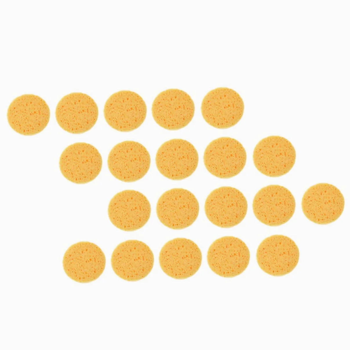 Piumino da Cipria Rotondo 100 Pezzi in Spugna di Cellulosa | Giallo, per Casa e Salone, Assorbe Perfettamente la Cipria, Effetto Make-up Naturale e Pulizia Viso