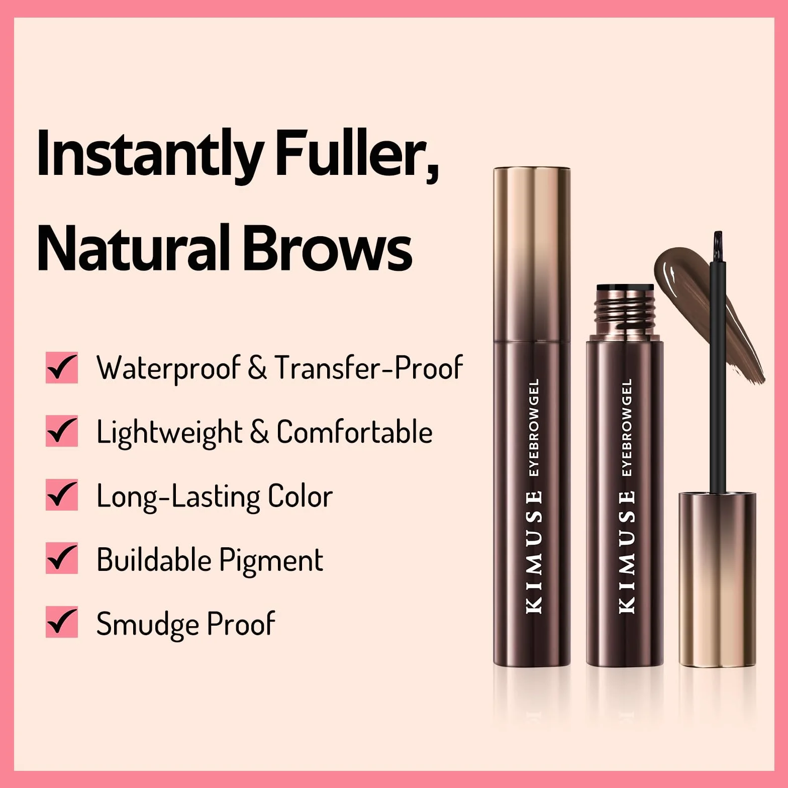 KIMUSE Eyebrow Gel, Tinta per Sopracciglia a Lunga Tenuta, Gel per Sopracciglia Impermeabile, Anti-Transfer, Antisfumatura, 0.17oz