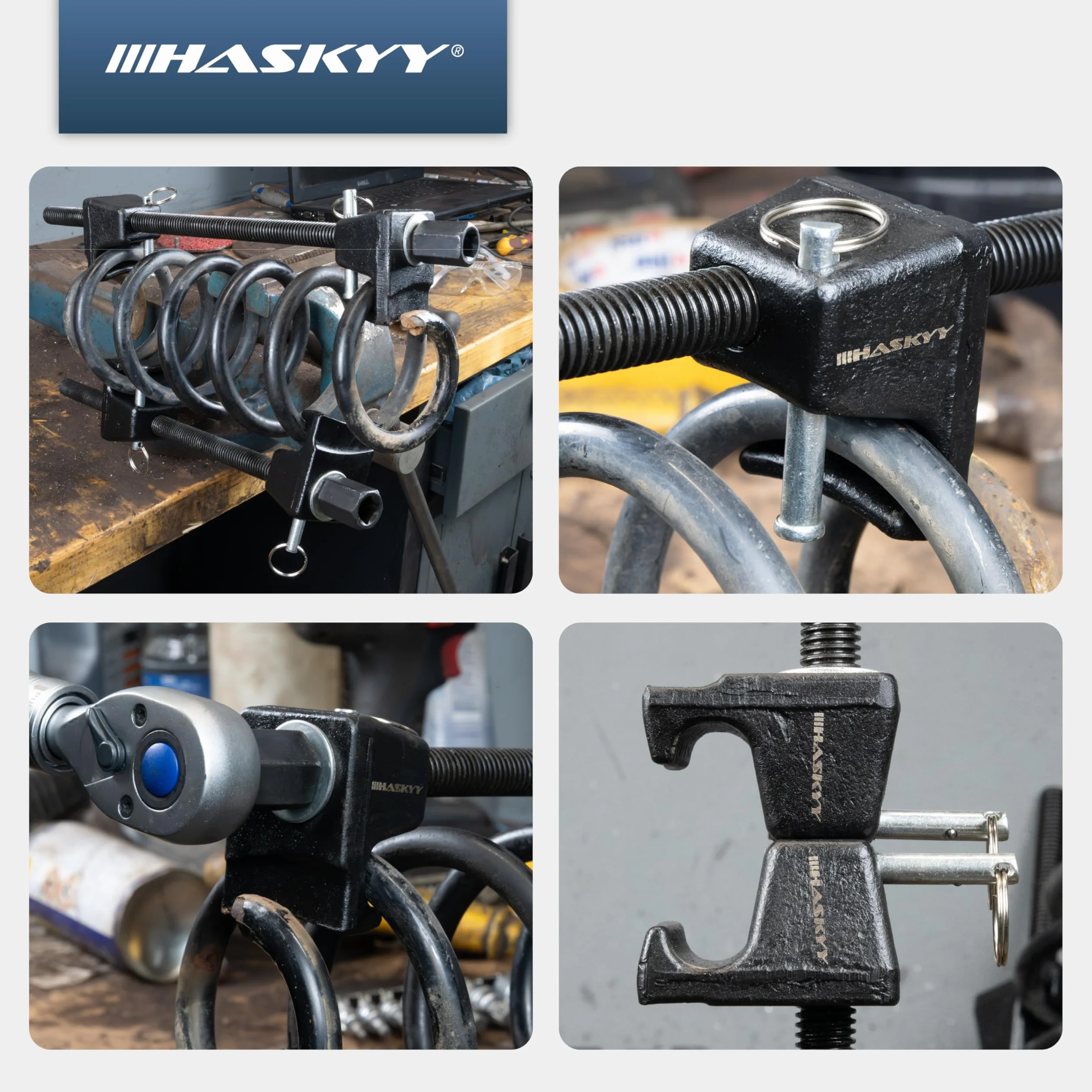 HASKYY Set tenditori per molle 380 mm universale per auto