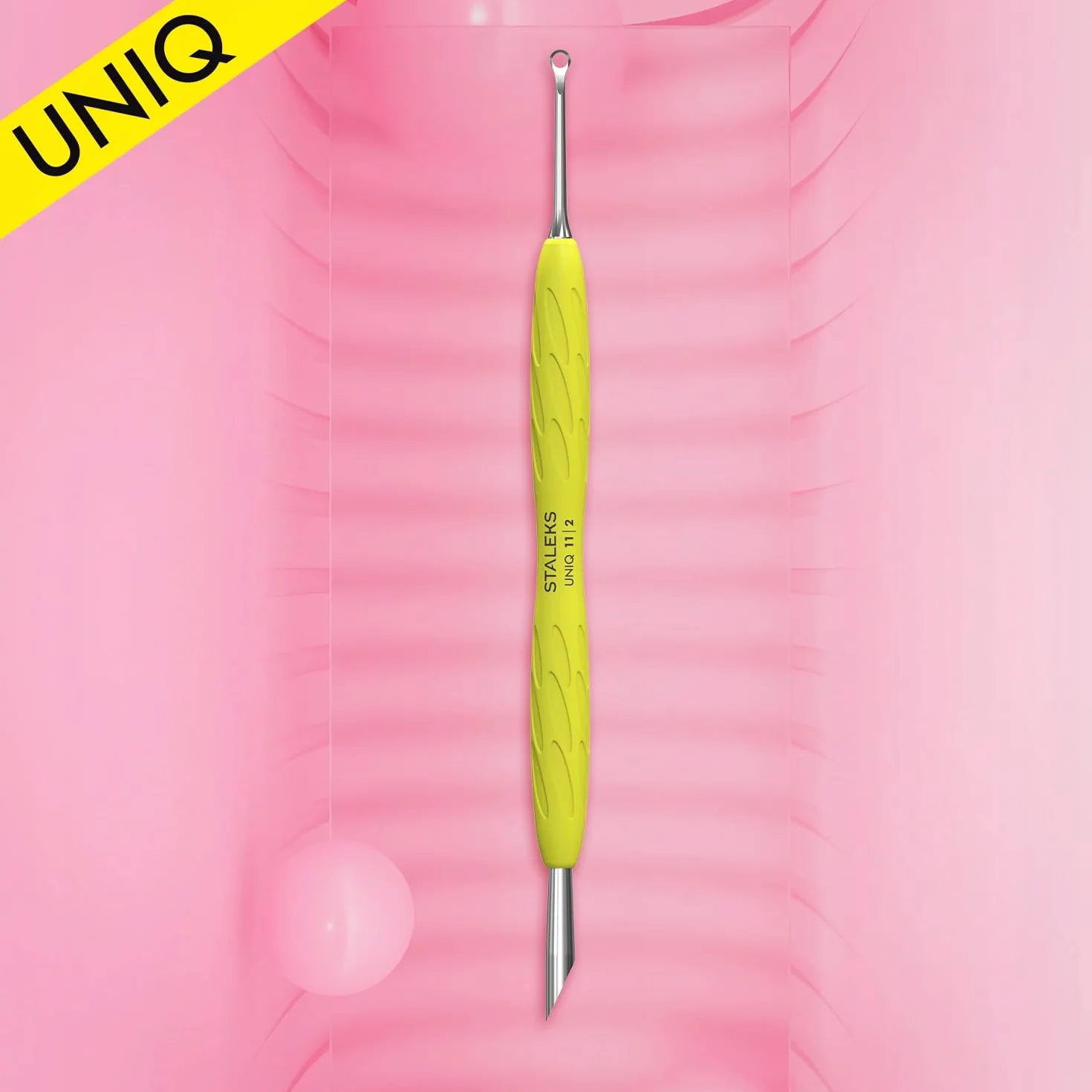 Staleks UNIQ PQ-11/2Y Spinta cuticole professionale manico in silicone acciaio inossidabile sterilizzabile