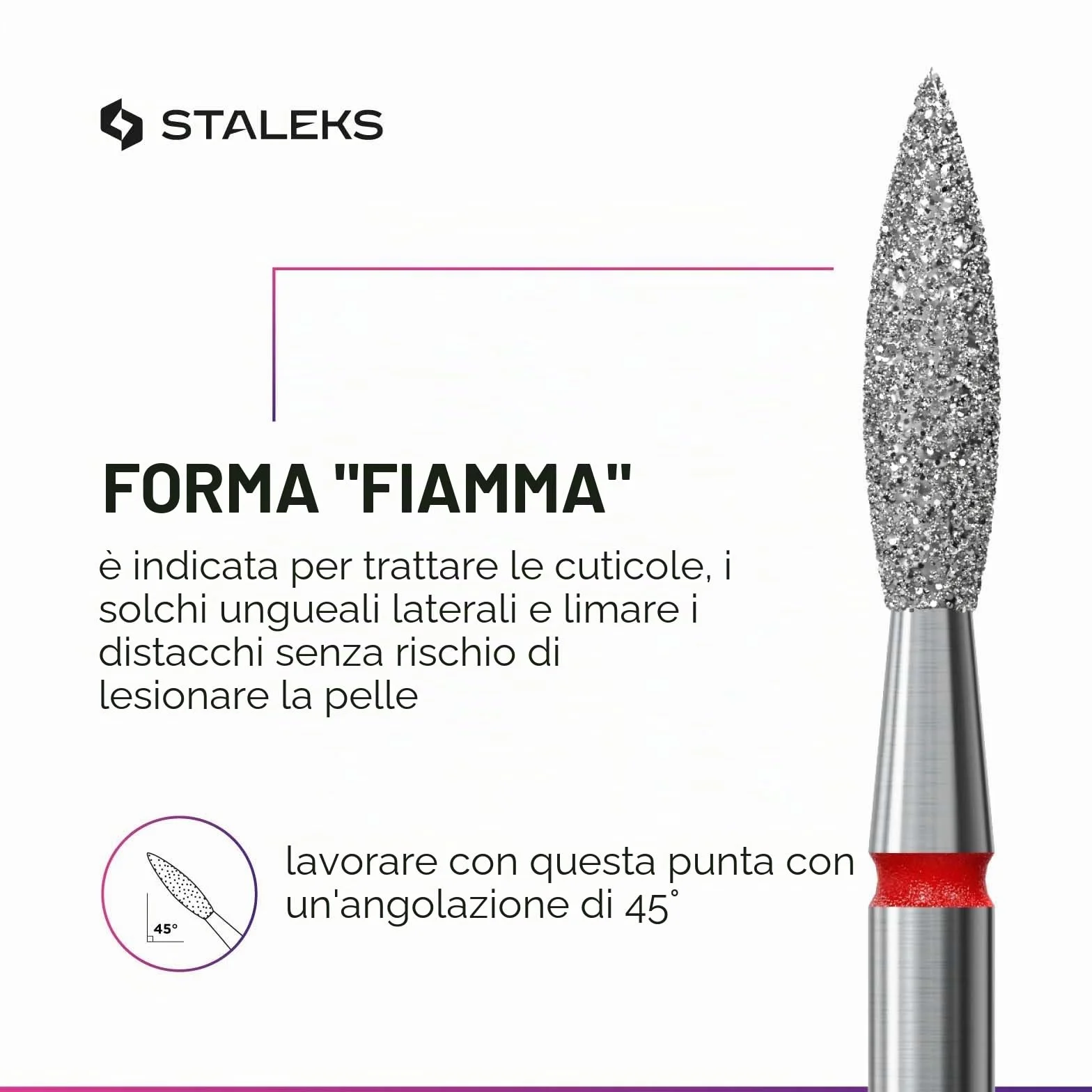 STALEKS PRO Punta diamantata Fiamma anello rosso Kit di scarico per unghie Punte per manicure e pedicure NAIL DRILL BIT