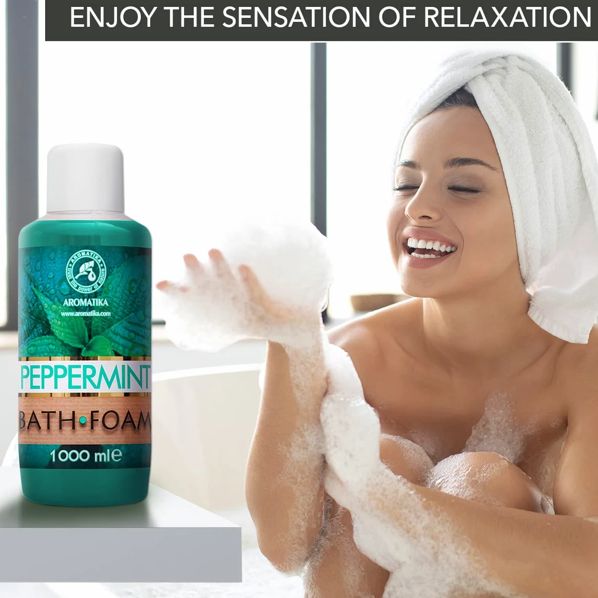 Bagno Schiuma con Olio Essenziale di Menta Piperita 1000ml - Cura del Corpo - Buon Dormire - Bellezza - Bagno - Cura del Corpo - Benessere - Relax - Aromaterapia - Bagnoschiuma - Bath foam Peppеrmint