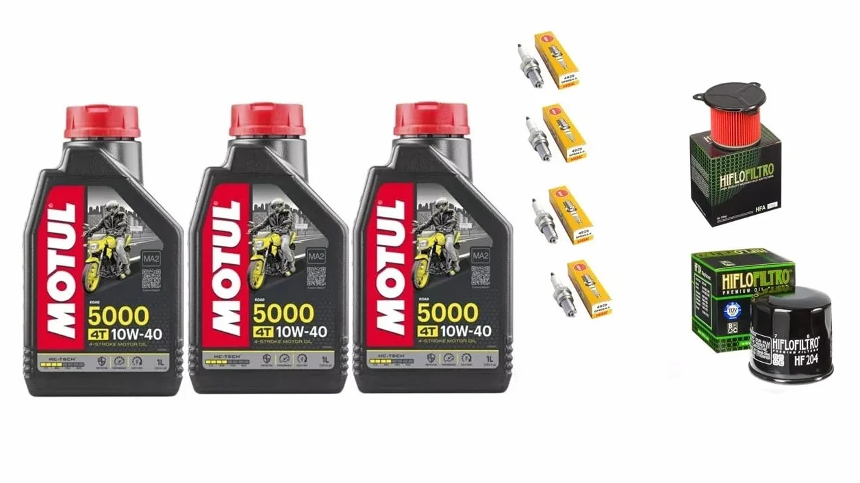Kit Tagliando Honda Transalp 600 1987-2000: 3L Olio 10W-40, 4 Candele, Filtro Olio, Filtro Aria