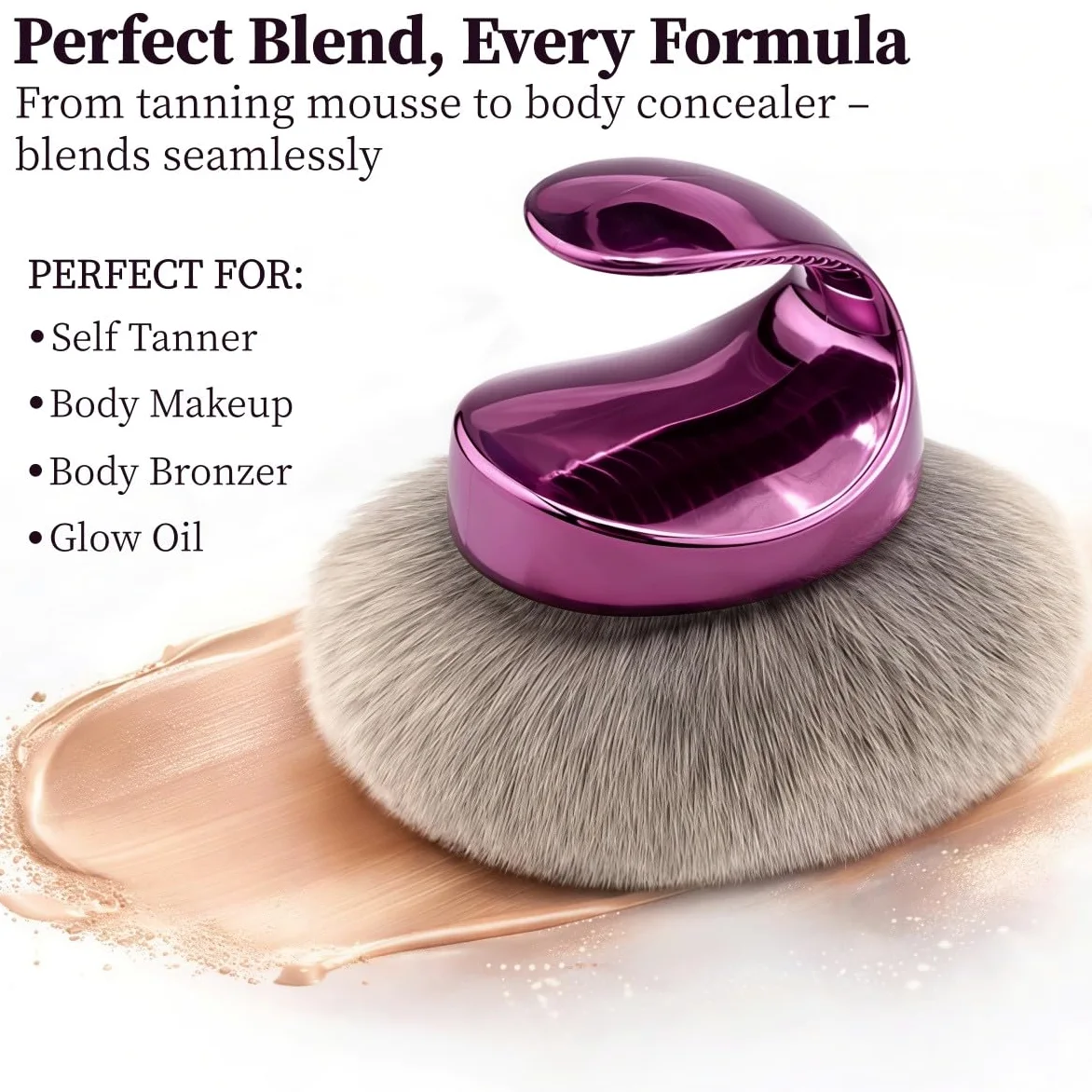 Blend & Blur - Pennello autoabbronzante extra large Kabuki per autoabbronzante, pennello per il trucco del corpo ad alta densità, per gambe impeccabili, trucco e bronzer, applicatore