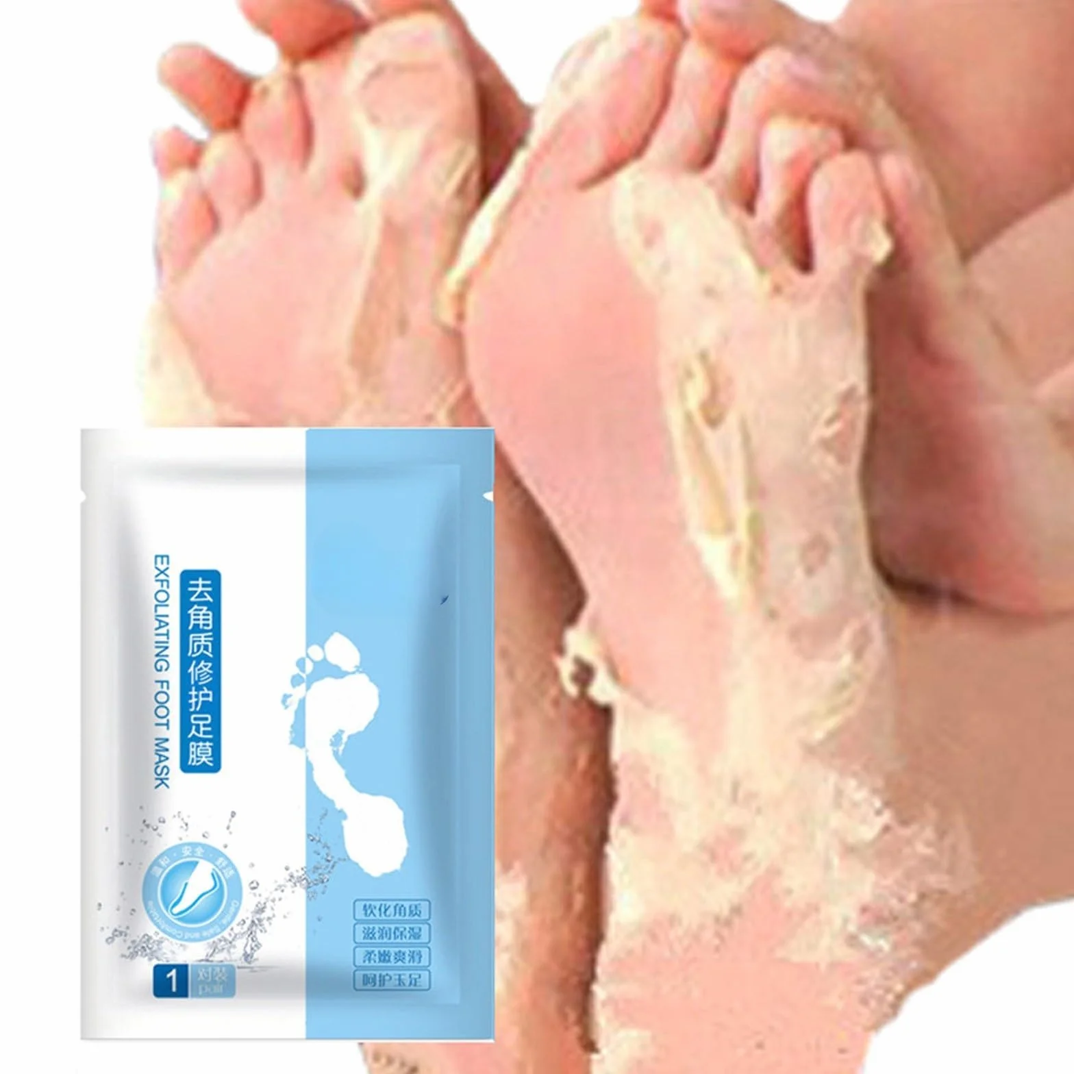 Set di 2 maschere esfolianti per piedi, rimozione della calli naturale, per piedi secchi screpolati, cura dei piedi con cura idratante