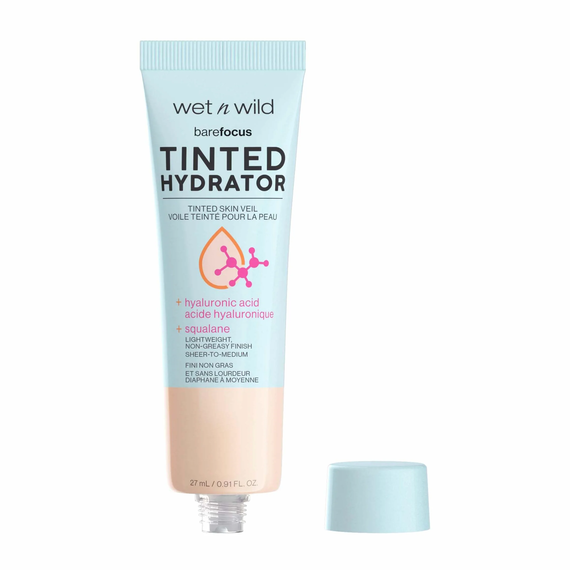 Wet n Wild, Bare Focus Tinted Hydrator, Crema Viso Colorata Idratante con Acido Ialuronico e Squalano Vegano, Texture Leggera, Copertura Media e Finish Matte Luminoso, Light Medium