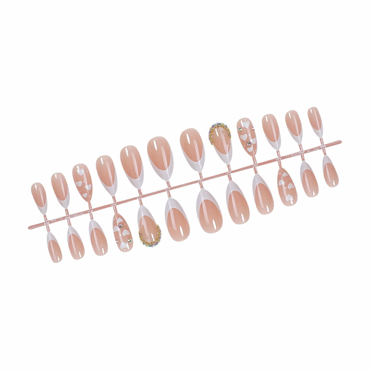 24 unghie artificiali corte a mandorla lucida a forma di cuore, con punta francese, accessori per manicure per ogni occasione
