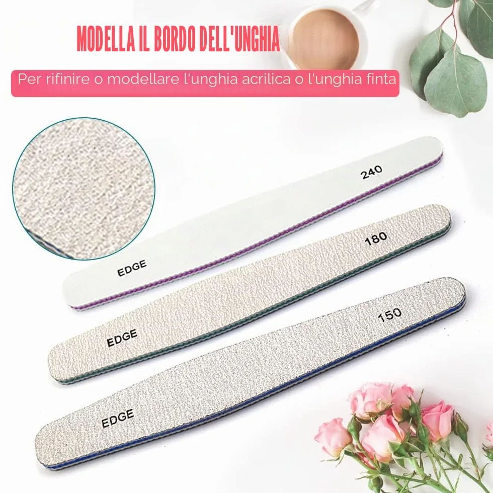 Lime unghie professionali multifunzione Lima Unghie a doppia faccia 100 * 180 * 300 * 600 * 1000 * 3000 * 6000 grit Manicure Buffer Double sided per Unghie in Cristallo Naturale Acrilico 6 pezzi