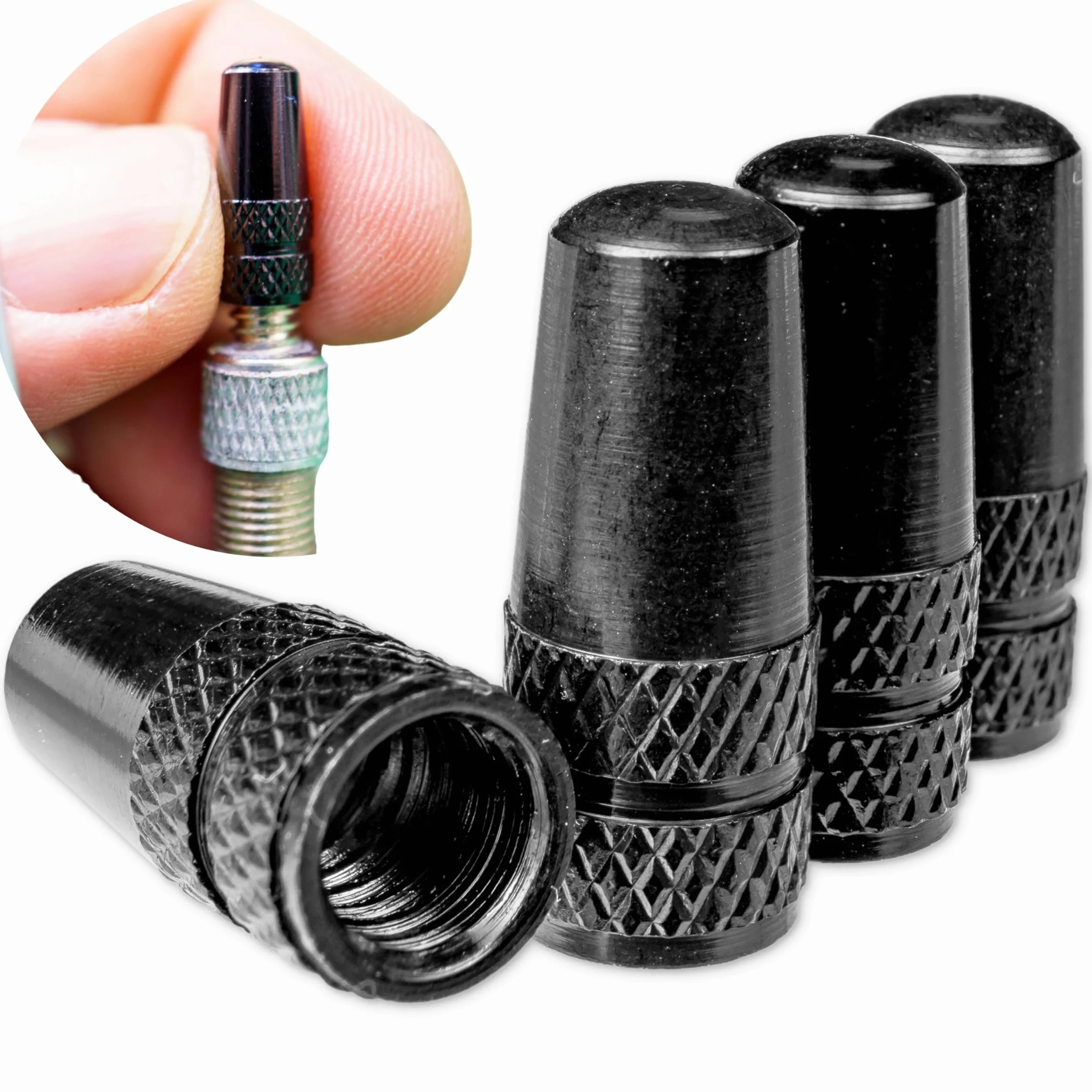 Tappo Valvola Alluminio 4 Pezzi Nero Coprivalvola Bici Presta Francese
