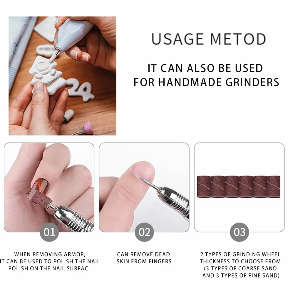 Punte per fresa per unghie, corindone, professionali per manicure e pedicure