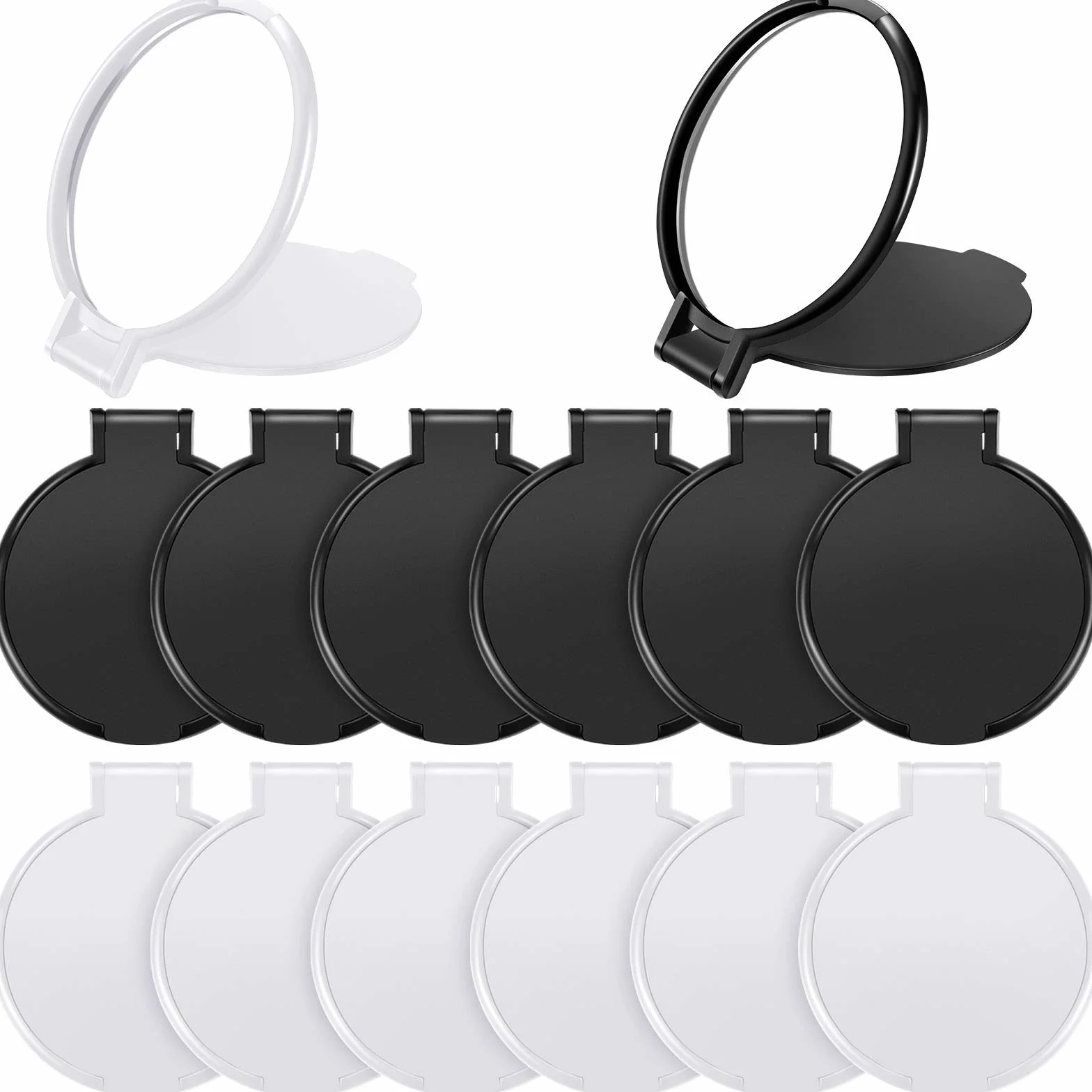 Mini Specchio Compatto Pieghevole Rotondo Portatile Trucco 24 Pezzi 2 Colori Nero Bianco