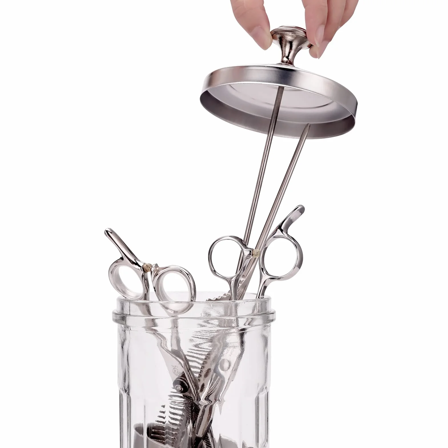 Barattolo disinfettante in vetro resistente per strumenti per unghie e strumenti da parrucchiere, 1500 ml