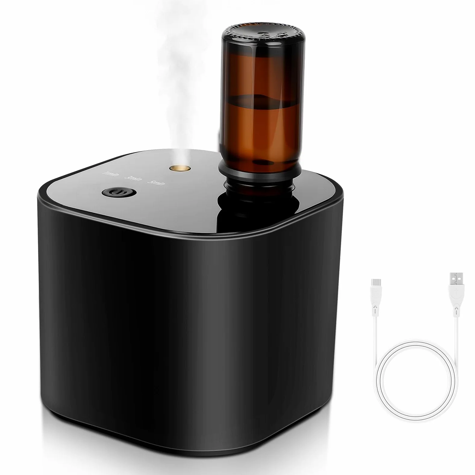 Diffusore senza fili per oli essenziali, diffusore di aromaterapia con olio di tè bianco da 10 ml e 3 modalità di spruzzo, aria fredda ad ultrasuoni silenziosa, batteria da 2000 mAh e USB-C, per casa