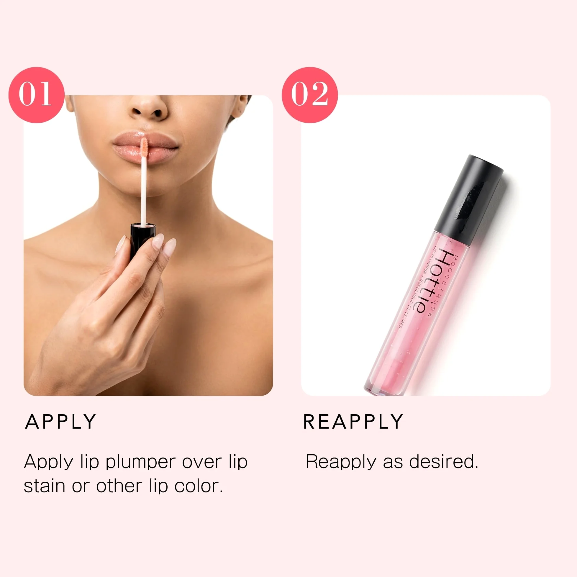Younique Moodstruck Hottie Lip Plumper, lucidalabbra rosa pallido | Peptidi di collagene, ialuronato di sodio per labbra idratate e calde, trucco per migliorare le labbra