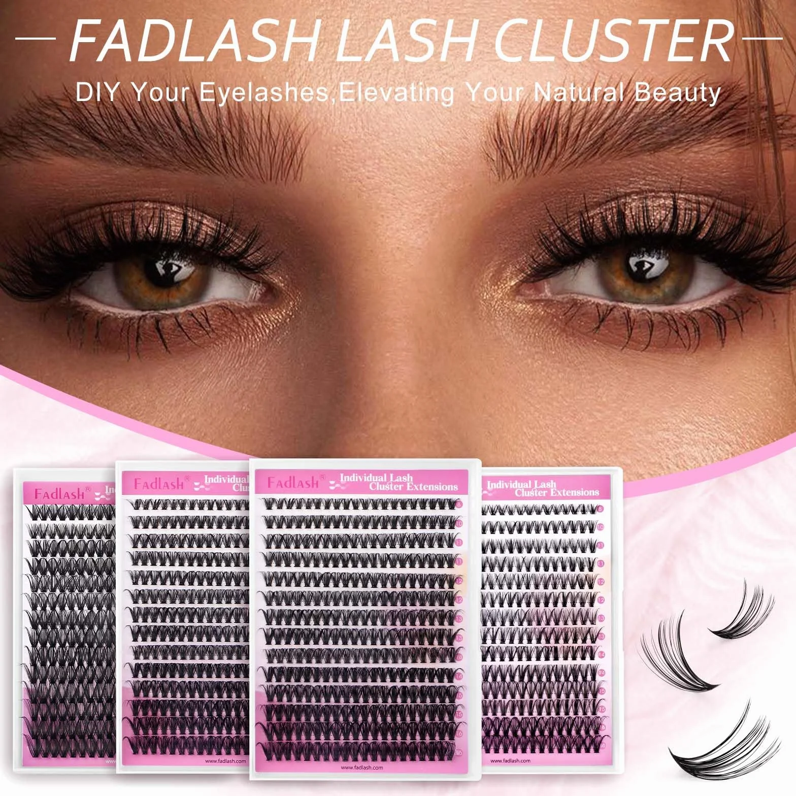 Fadlash Ciglia Finte Naturali Ciuffetti 0.07mm 40 Root D Curl 8-16mm 200pcs