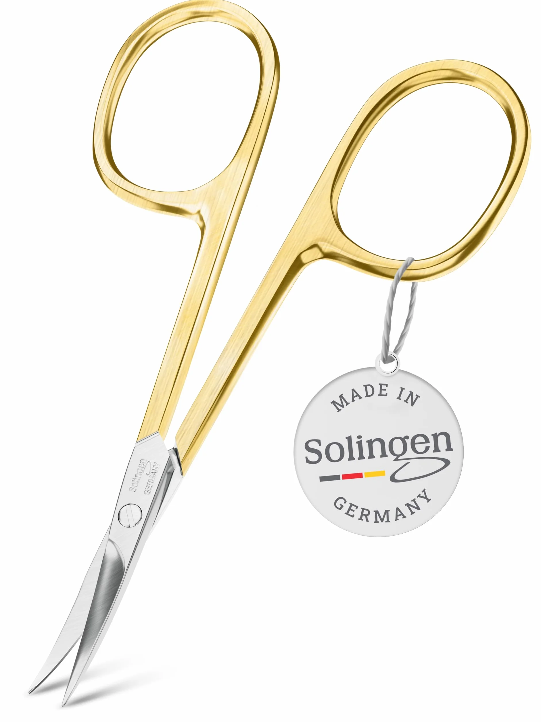 TITANIA Forbici per Cuticole Solingen Punta Sottile Curve Dorate 9,5 cm Acciaio Carbonio Made in Germany