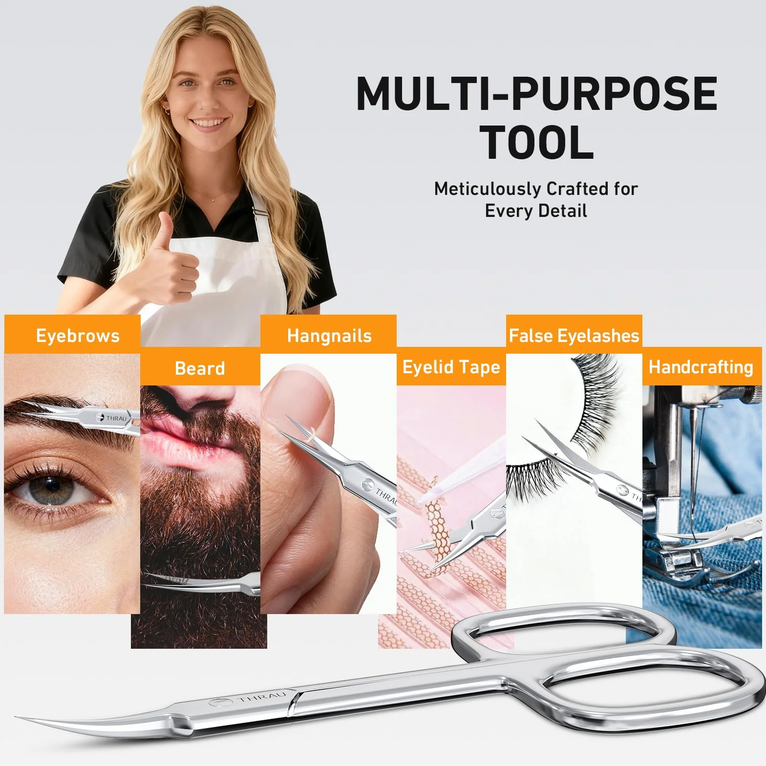 Forbici per Cuticole Extra Sottili Lama Curva Manicure Pedicure Kit Cura Unghie