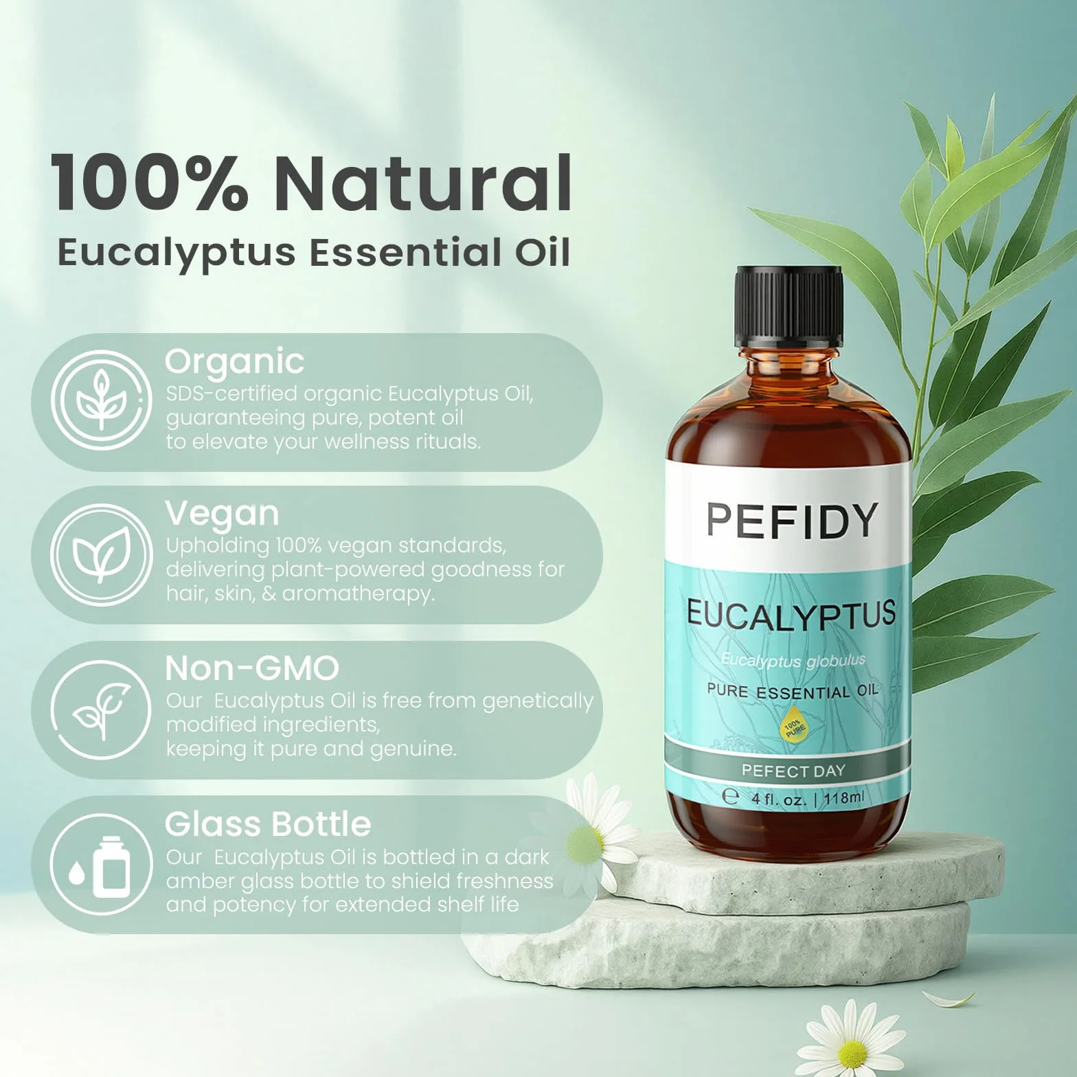 Olio Essenziale Eucalipto 118ml 100% Naturale per Aromaterapia Massaggi e Cura della Pelle