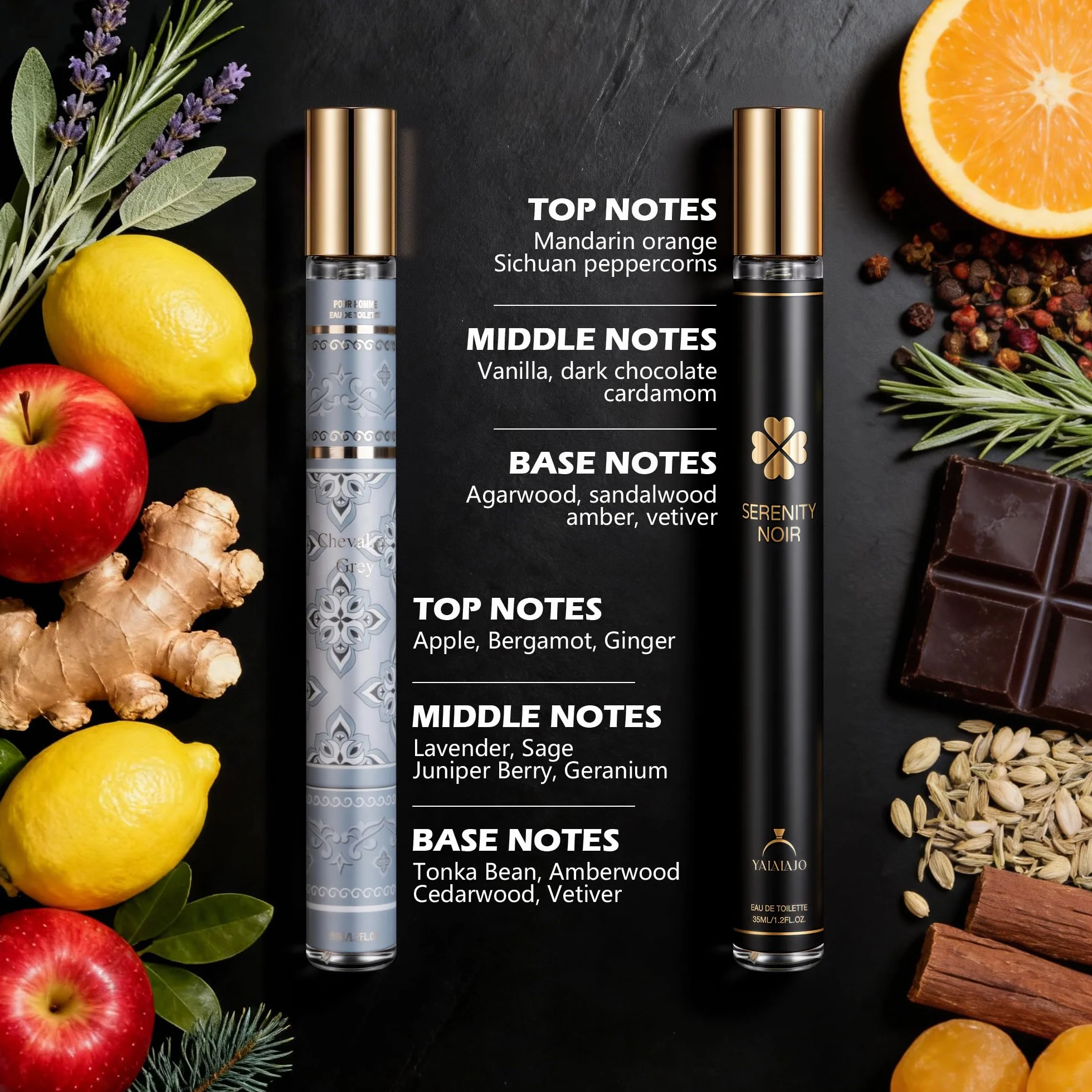 Profumo da uomo, 6 x 35 ml, Eau de Parfum, profumo da uomo, con bergamotto, vaniglia e sandalo, profumo duraturo in qualità profumata, fresco e sensuale, mini set di profumi da viaggio