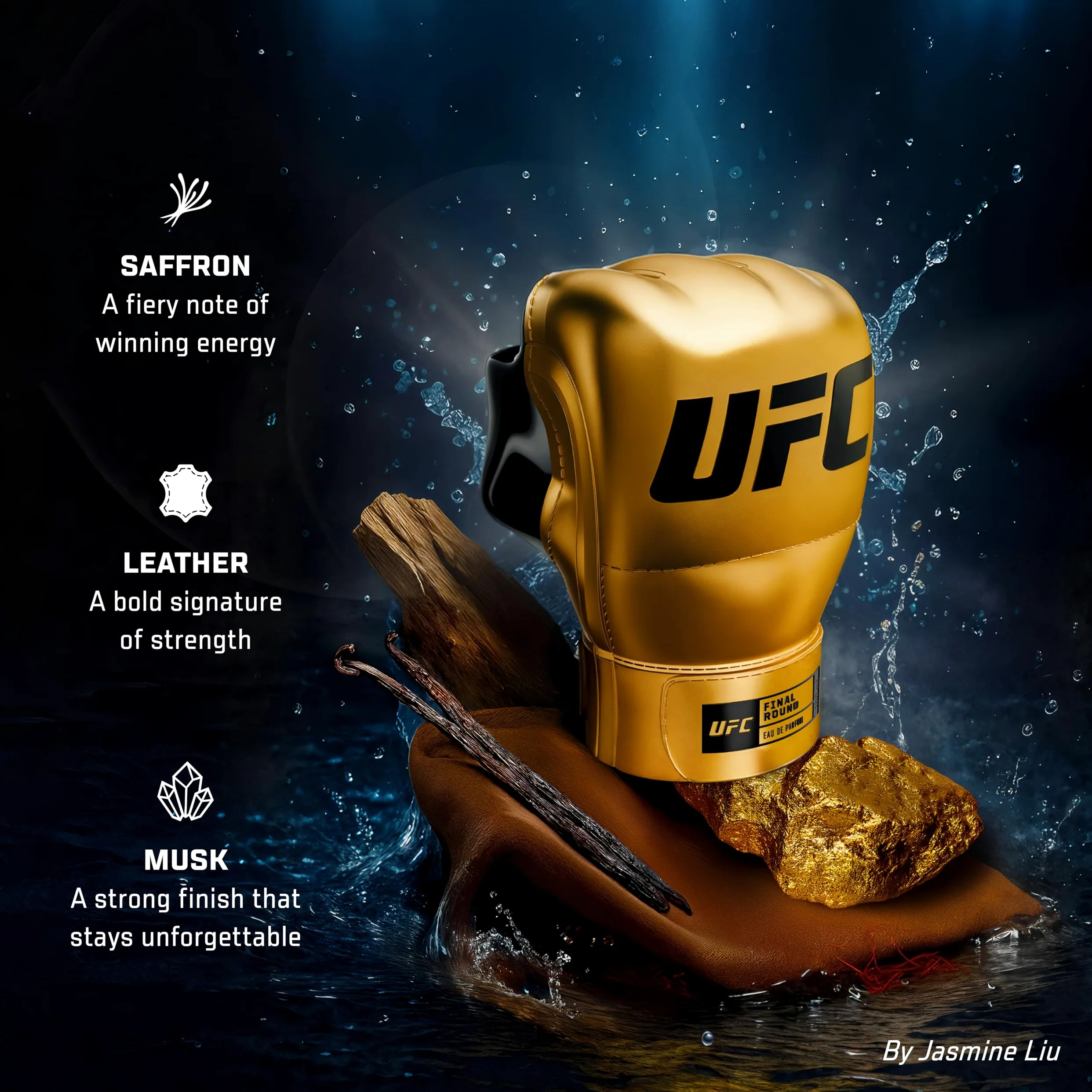 UFC Final Round Profumo Uomo 100ml | Eau de Parfum, Fragranza Ambrata e Cuoio, Profumi Uomo