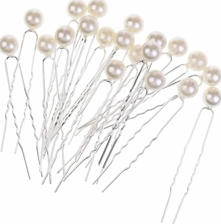 hixswnu Set forcine per Capelli da Sposa con Perle - 40 Fermagli per Capelli a Forma di U per Donna, Accessori da Sposa, forcine per Capelli Eleganti con Perle per spose e Damigelle d'Onore