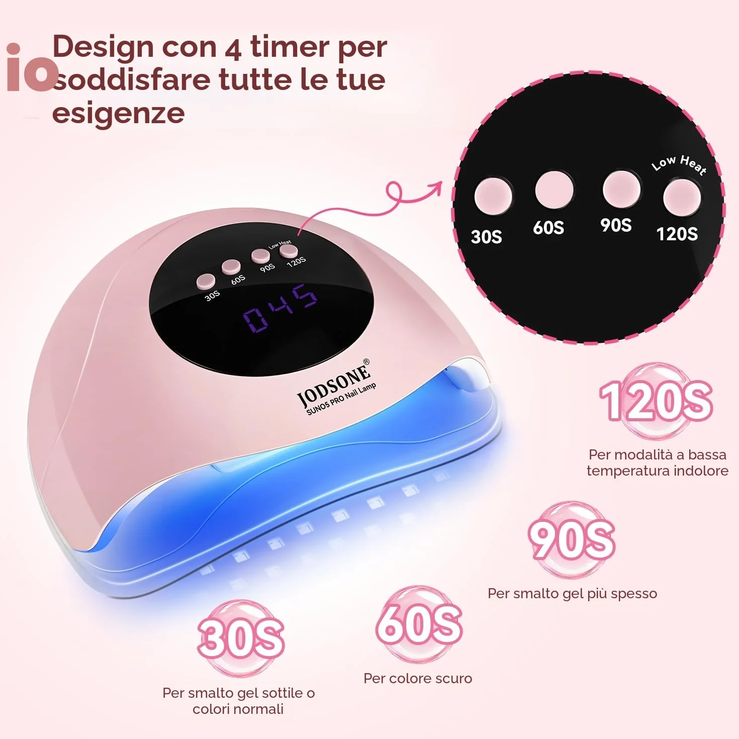 Lampada UV LED Unghie Professionale 24 LED 4 Timer 30/60/90/120S Sensore Movimento Base Staccabile