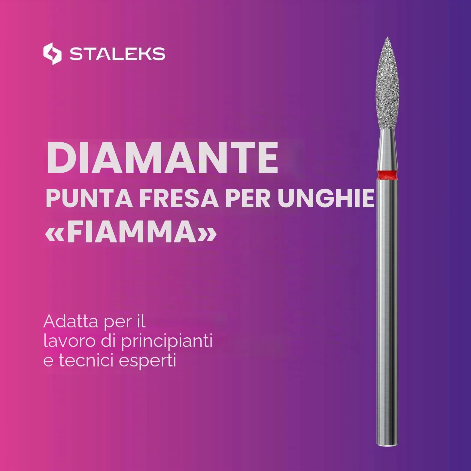 STALEKS PRO Punta diamantata Fiamma anello rosso Kit di scarico per unghie Punte per manicure e pedicure NAIL DRILL BIT