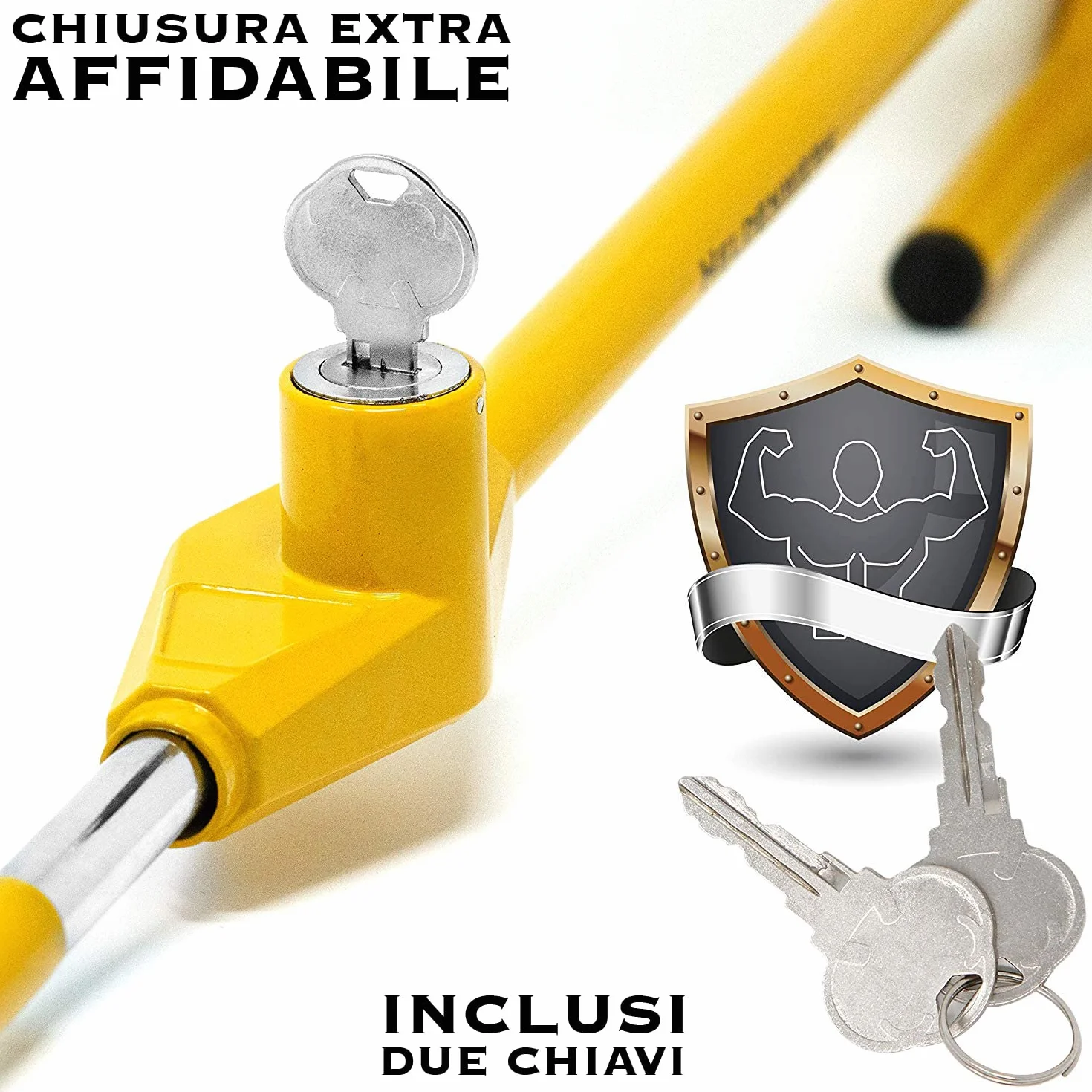 Heldenwerk Canna Antifurto per Auto Barra Blocco Volante Universale con Chiavi