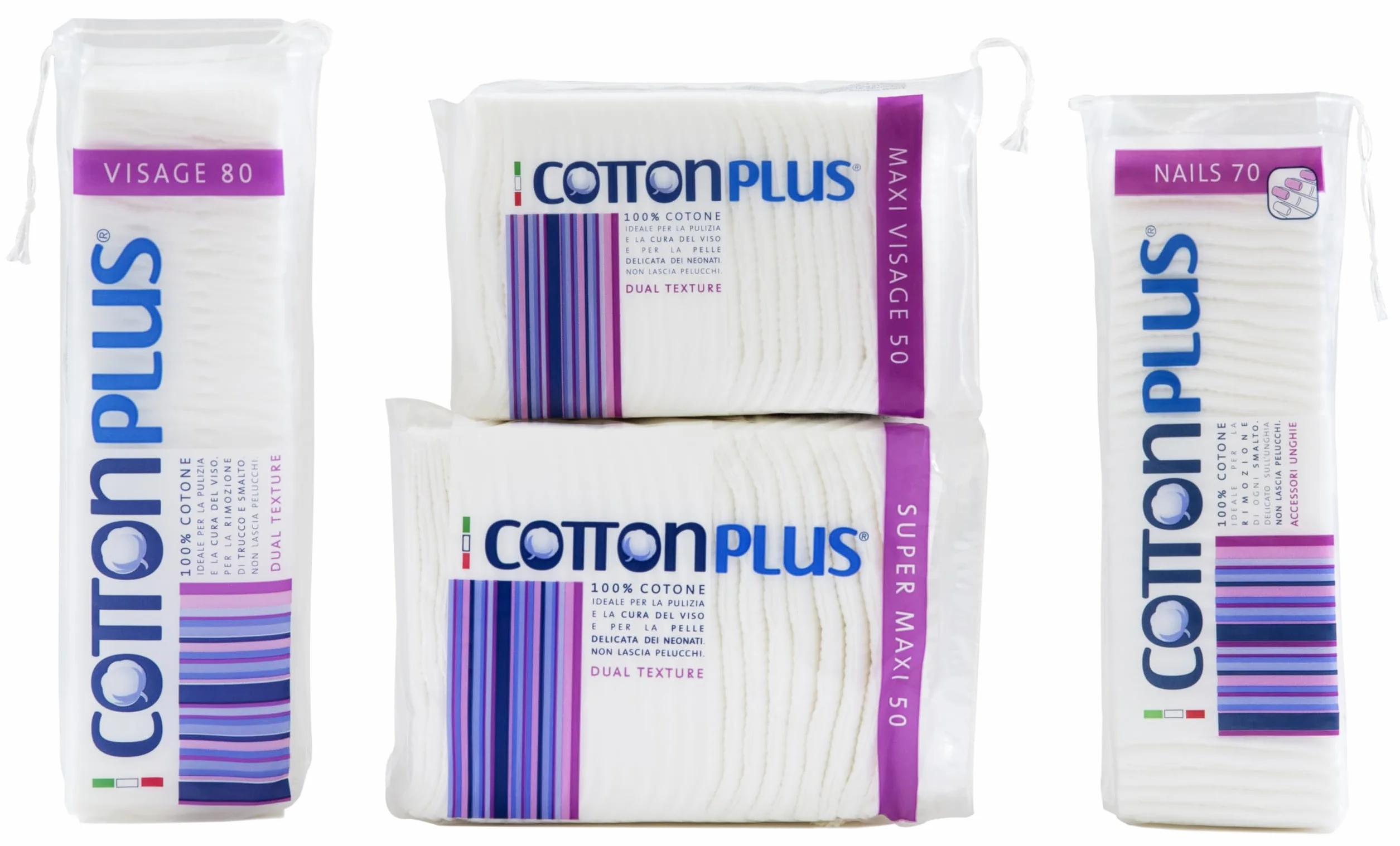 LINEA BEAUTY Cotton Plus Super Maxi Dischetti Struccanti XL 100% Puro Cotone, 50 pz.