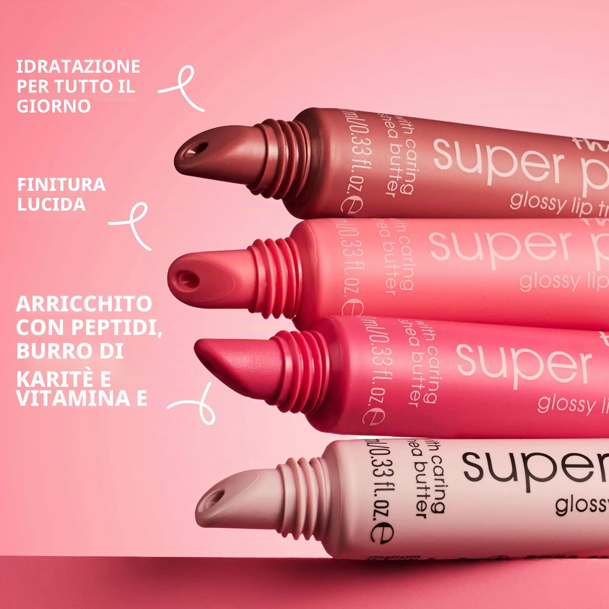 Essence Super Peptide Glossy Lip Treatment, Levigante, Con Vitamine, Curativo, Lucida (10ml)