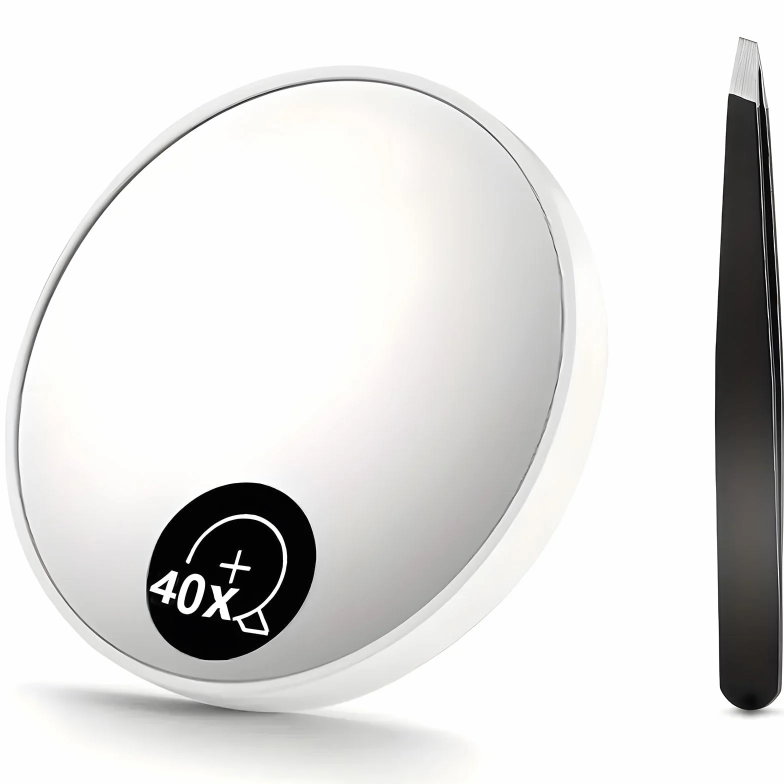 Dreamil 40X Specchio ingranditore con ventosa e pinzette cosmetico professionale per trucco e sopracciglia nero