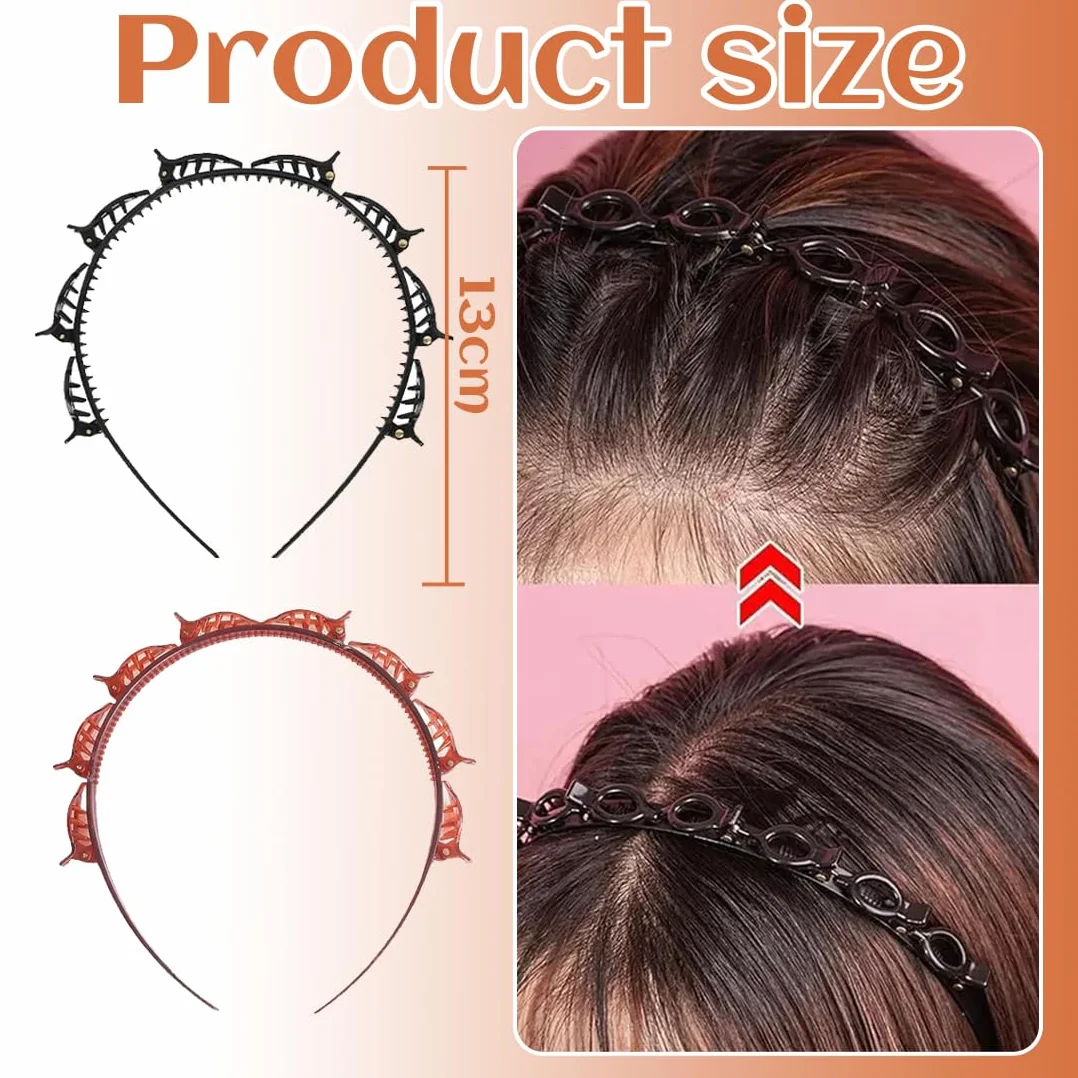 2 Pcs Cerchietti Per Capelli Con Fermagli Cerchietto A Forcina Fermagli Per Capelli Intrecciati Doppia Frangia Forcine Per Acconciatura