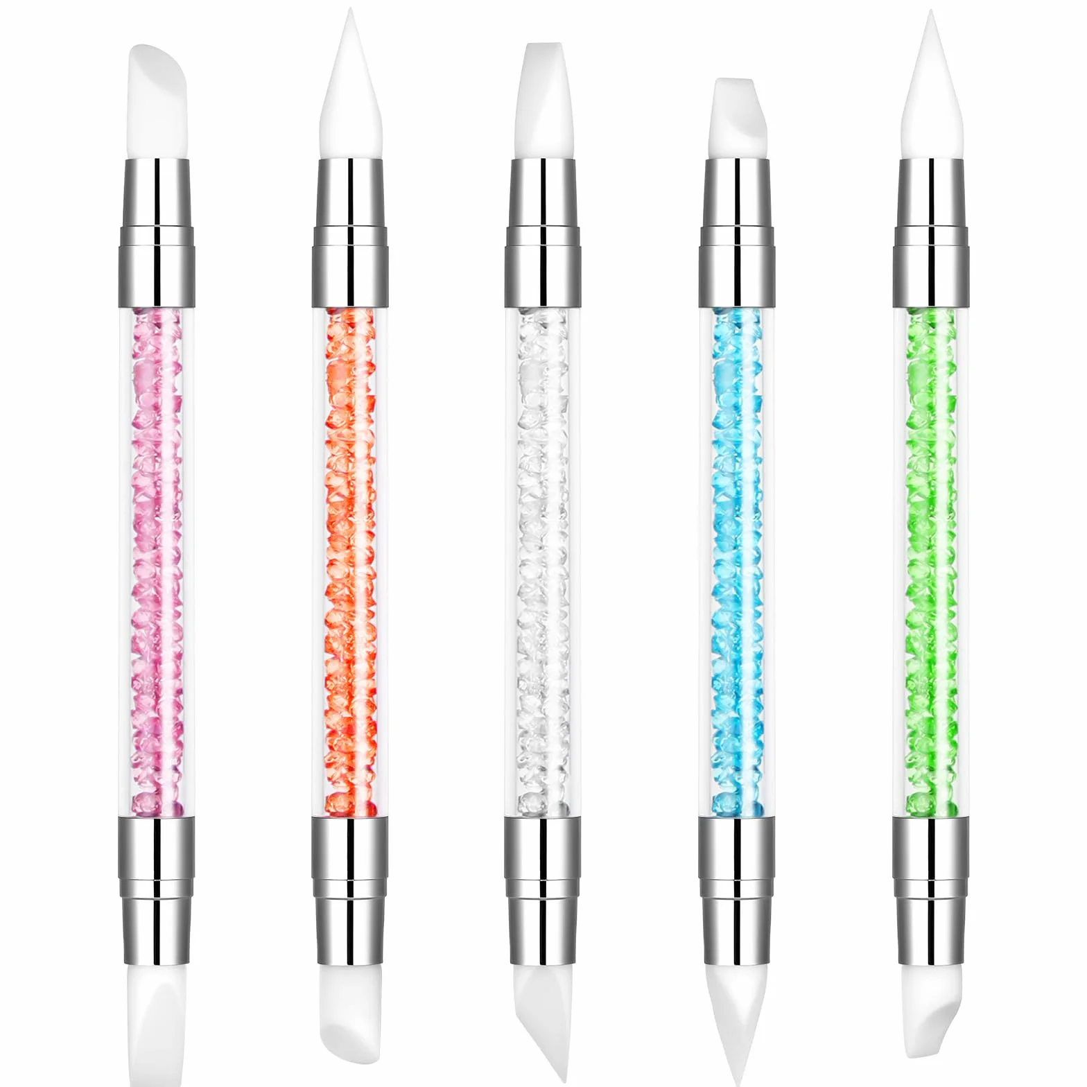 Pennelli in Silicone per Unghie, 5 Pezzi Pennelli in Nail Art con due punte Pennello, Nail Art Sculpture Pen, per intaglio per unghie in gel Strumenti per nail art, per nail art DIY