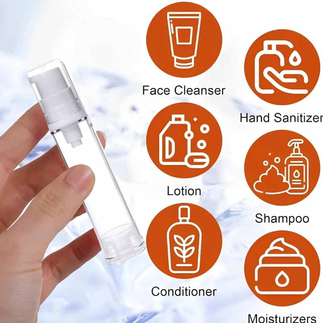 HAGNA 10 Pezzi 10 Ml Riutilizzabile Portatile Contenitore Pump, Airless Pompa Bottiglia, Per Crema Per Lozione Essenza Fondotinta