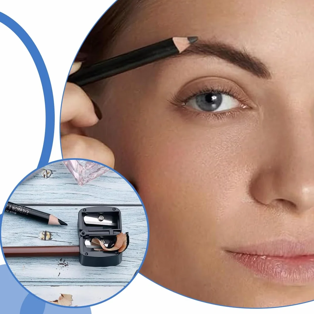 Temperamatite Bellezza 2 Pezzi, Temperino Matita Occhi Doppio Cosmetiche Trucco Nero+Beige