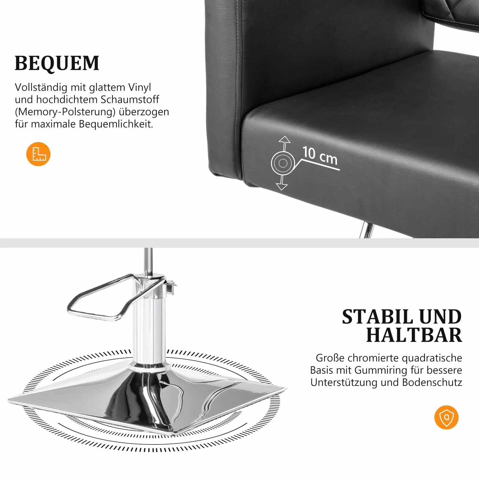 Bonnlo Sedia da parrucchiere regolabile in altezza 90-105 cm, girevole a 360° e portata 150 kg, sedia da parrucchiere con poggiapiedi e schienale aperto, sedia da barbiere in pelle PVC, colore nero