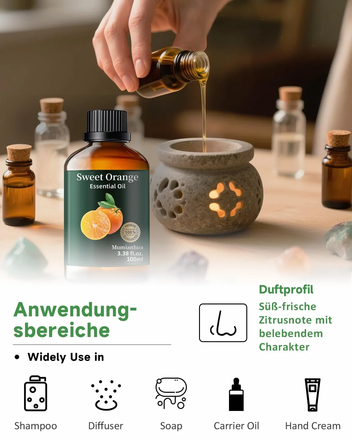 Olio Essenziale di Vaniglia Puro Naturale 100ml per Diffusori, Aromaterapia, Cura della Pelle, Candele e Saponi
