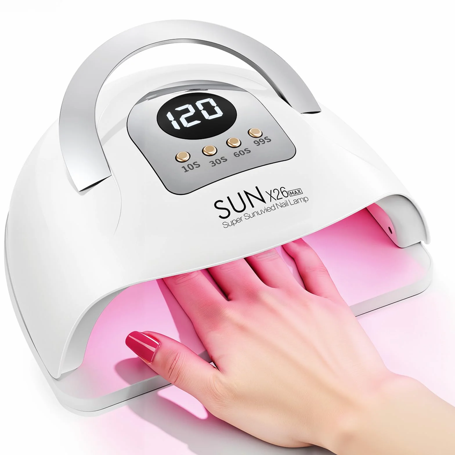 380W UV LED Lamp per Unghie, con 81 Perle/4 Impostazioni Temporali, Asciugatrice LED per Gel Vernice con Sensore Automatico, Display LED, Lampada UV Portatile con Maniglia per Unghie in Gel