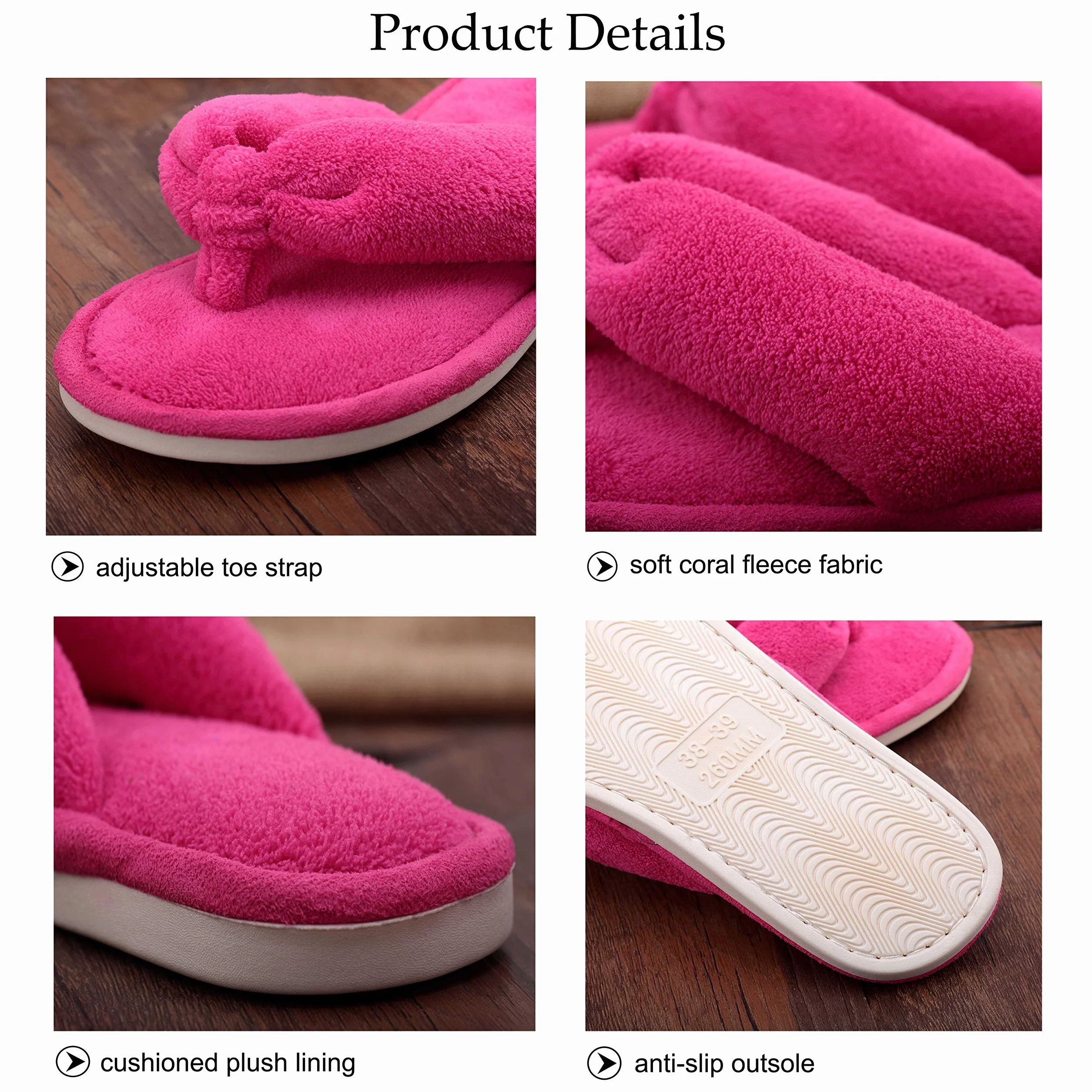Pantofole da donna in pile corallo infradito da casa