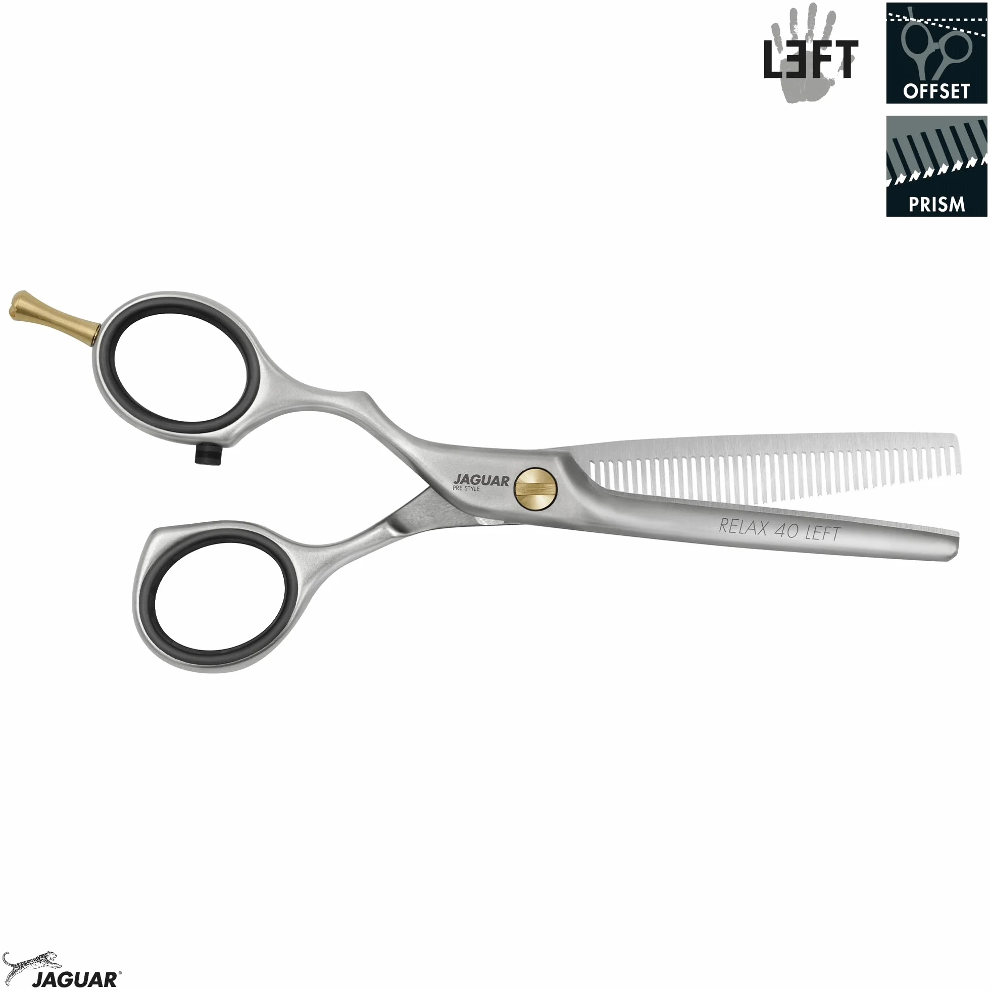 JAGUAR Forbici da modellazione PRE STYLE RELAX 40 LEFT 5.25” | Forbici da modellazione per mancini con 40 denti sfalsati | finitura opaca | Made in Germany