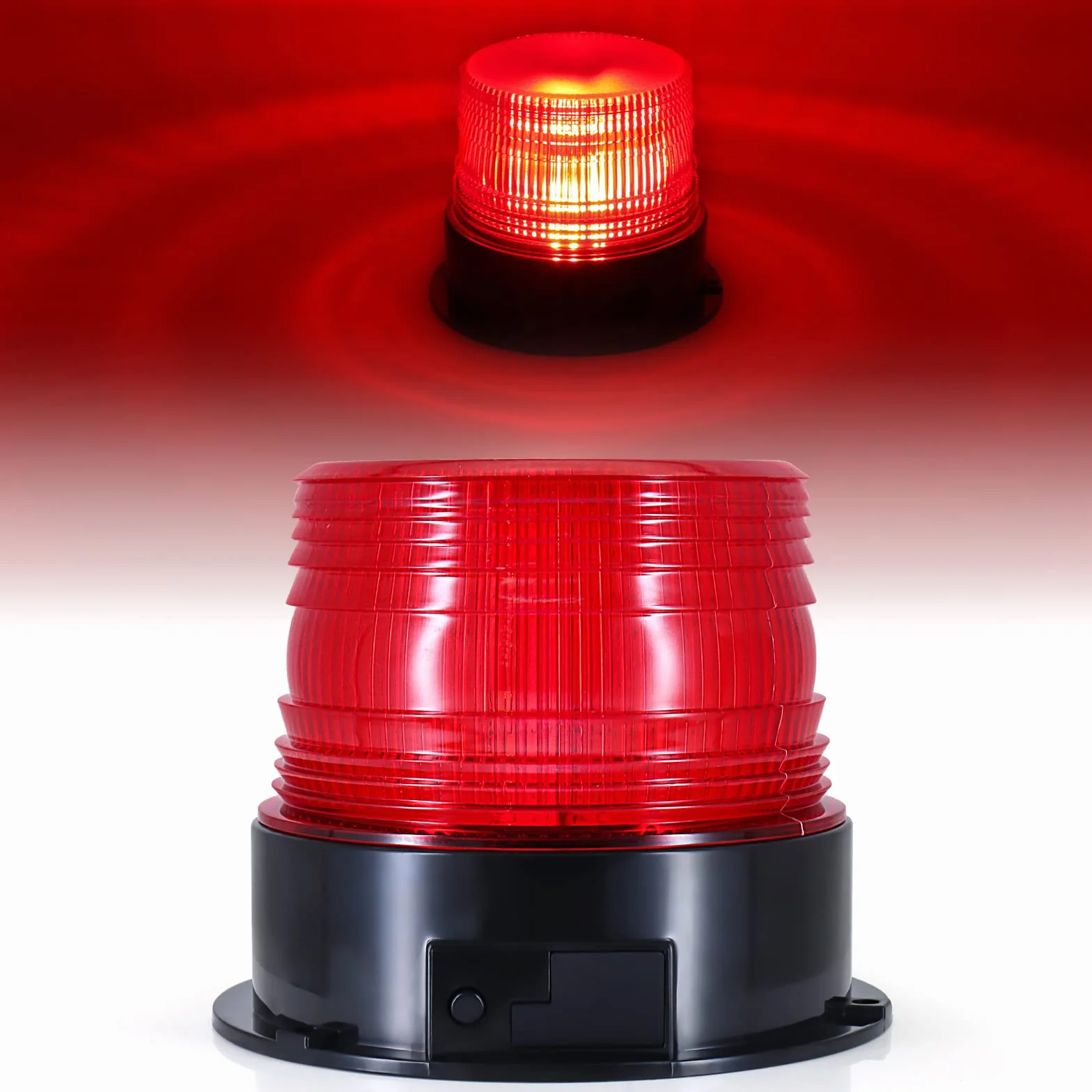 Dinfu lampeggiante LED a batteria 12V senza fili stroboscopico rosso luce rotante magnetica per camion trattore SUV