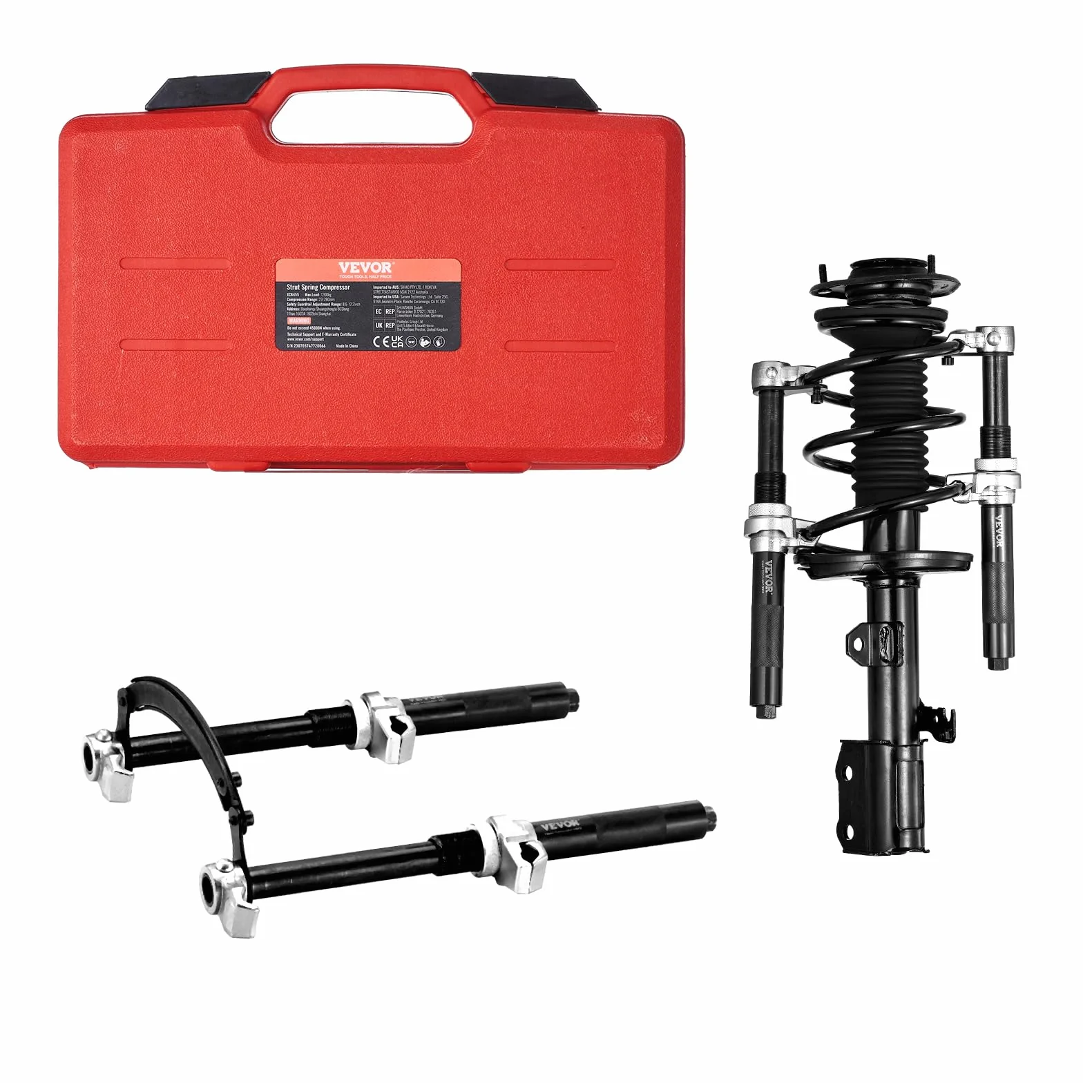 VEVOR Kit Compressore a Molla Ammortizzatore 1,2T Corsa 280mm 2 Pezzi Acciaio Valigetta