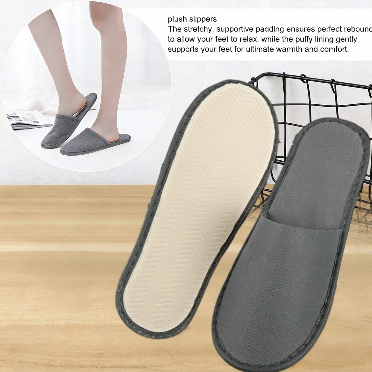 Ciabatte Ospiti,4 Paia Pantofole Ospiti,Ciabatte da Viaggio,Pantofole Chiuse,Pantofole Monouso per Hotel,Antiscivolo,Lavabili,Spugna Premium,Misura Universale,per Unisex,Viaggi,Casa,Spa,Hotel